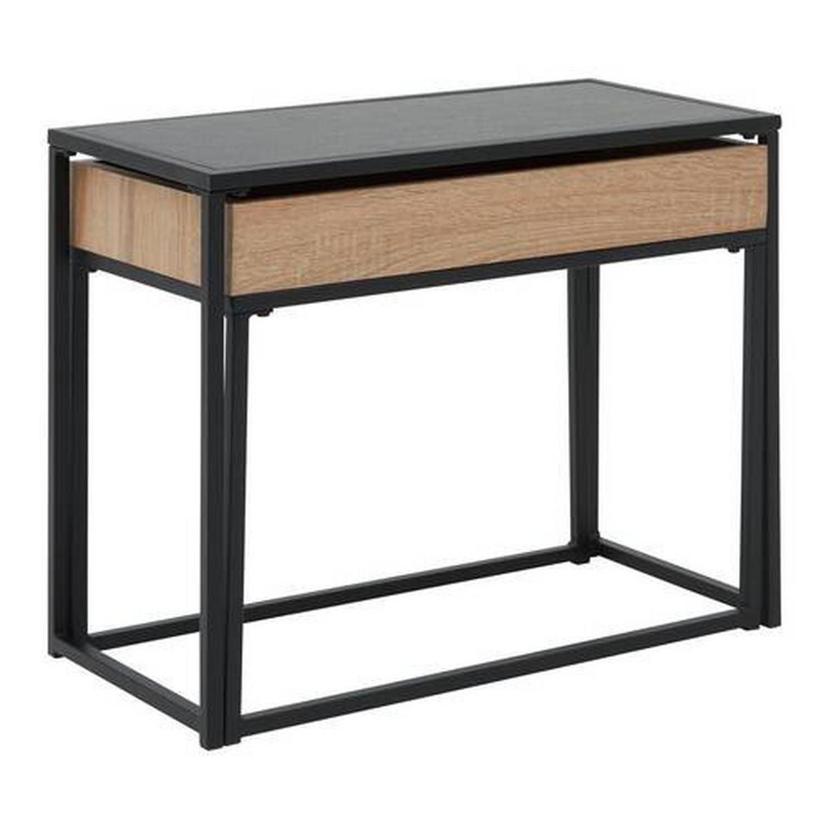 Konferenčný stolík ANI 60x30 cm, drevodekor/čierna - čierna/farba duba, Modern, kov/kompozitné drevo (60/30/48cm) - Bessagi Home