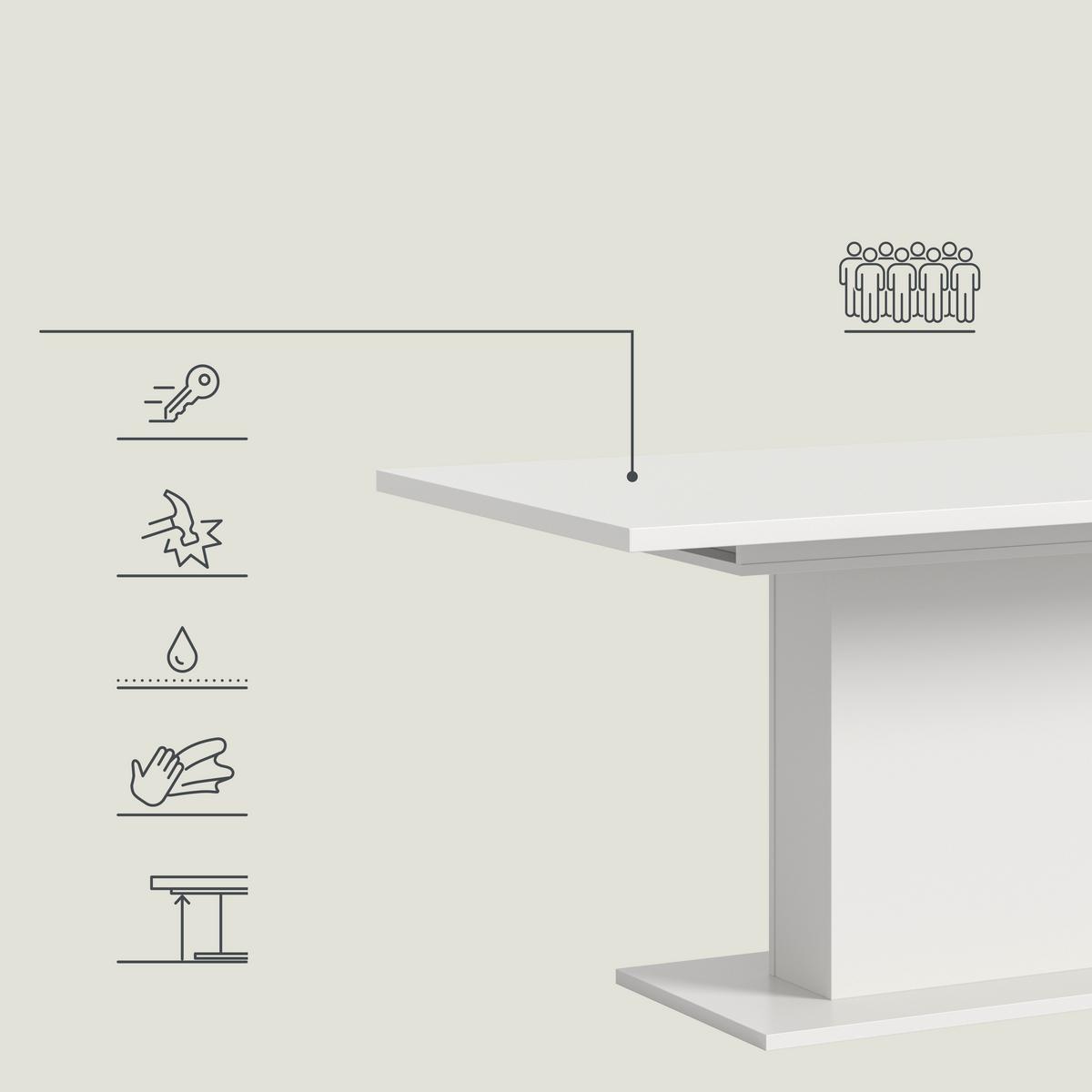 JEDÁLENSKÝ STÔL MARLON 150 AZ - biela, Konventionell, kompozitné drevo (150-190/90/76cm) - MID.YOU