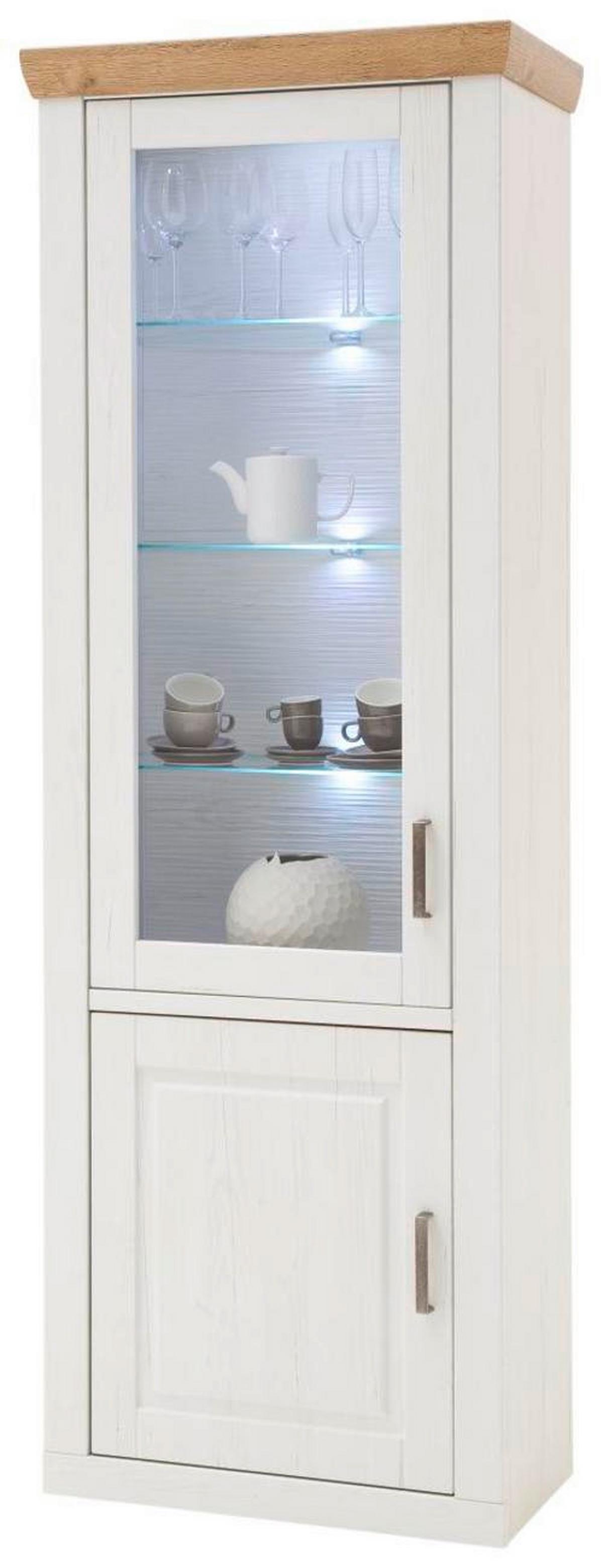 Vitrine Brixen B: 73 cm Eiche/Pinie Dekor - Eichefarben/Schwarz, LIFESTYLE, Glas/Holzwerkstoff (73/210/40cm) - Livetastic