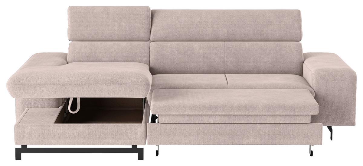 Ecksofa mit Bettkasten Emma Creme 165x267 cm - Creme/Schwarz, Textil (165/267cm) - MID.YOU