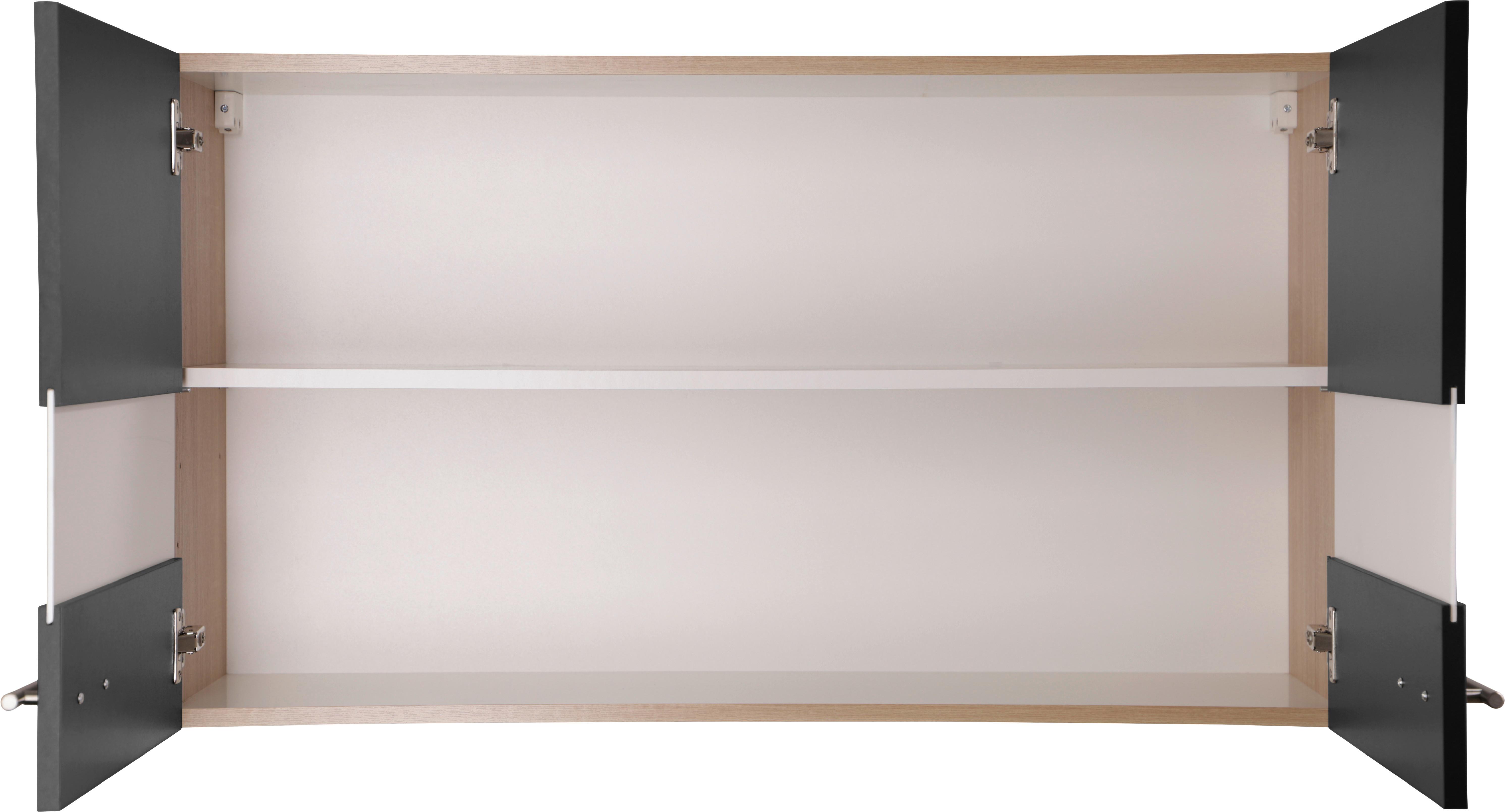 Küchenoberschrank Merle Schwarz, Eiche Dekor B: 100 cm - Eichefarben/Schwarz, Basics, Glas/Holzwerkstoff (100/56,1/34,6cm) - Respekta