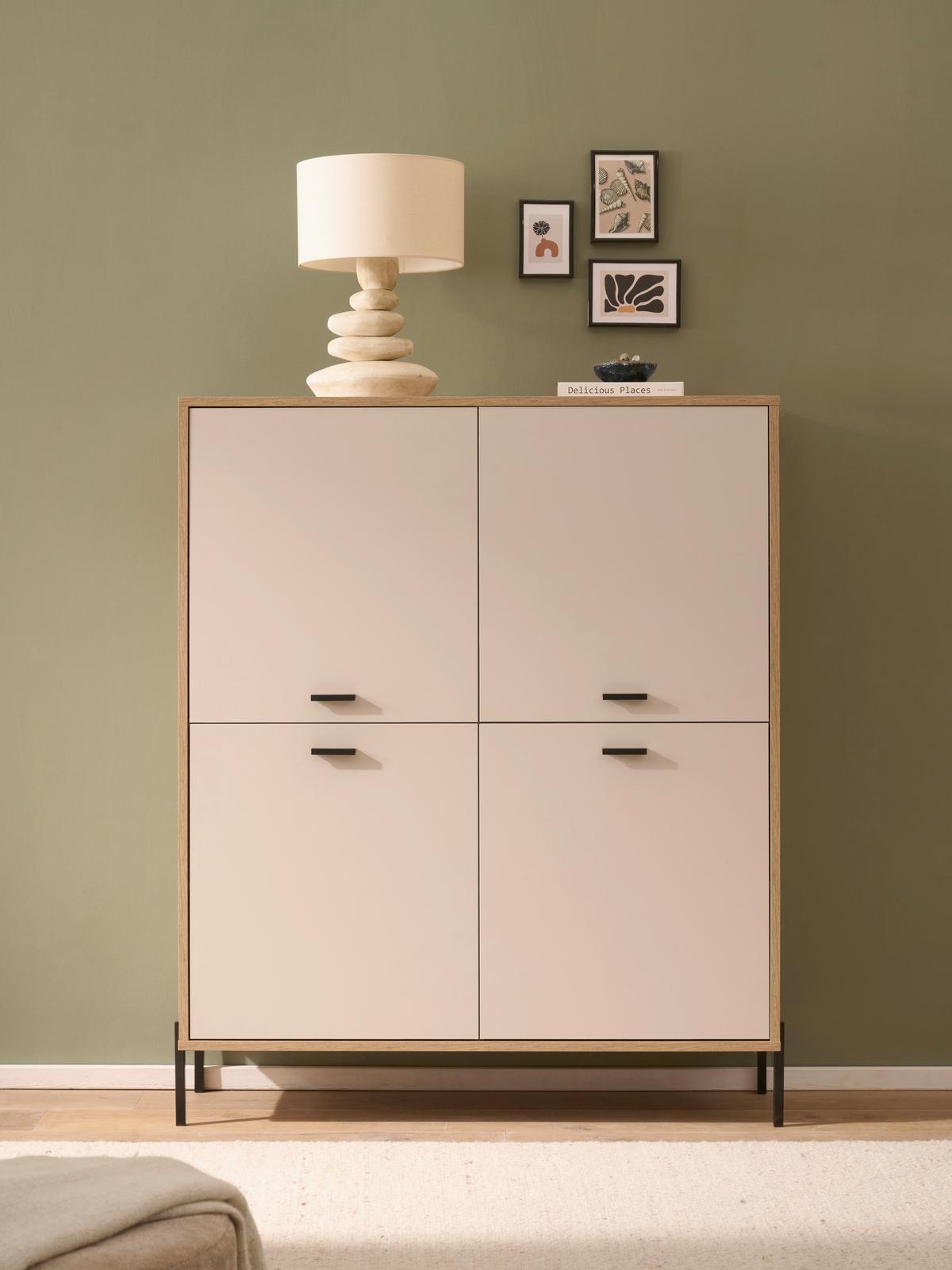Highboard Fredericia Eichefarben Kaschmir B: 115 cm - Kaschmir/Eichefarben, Design, Holzwerkstoff (115/140/40cm) - MID.YOU
