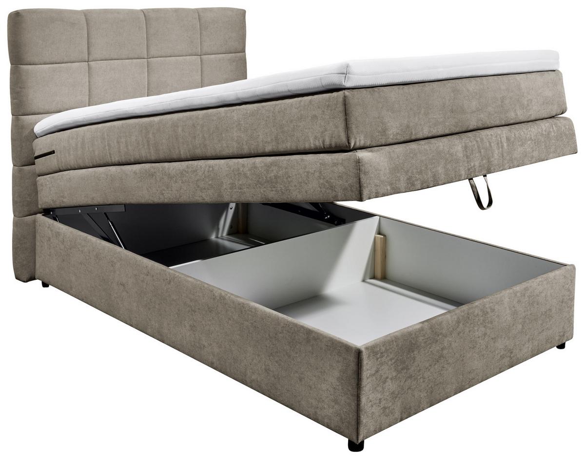 Boxspringbett Mit Topper & Bettkasten 120x200 Tacoma 3 - Hellgrau, KONVENTIONELL (120/200cm) - MID.YOU