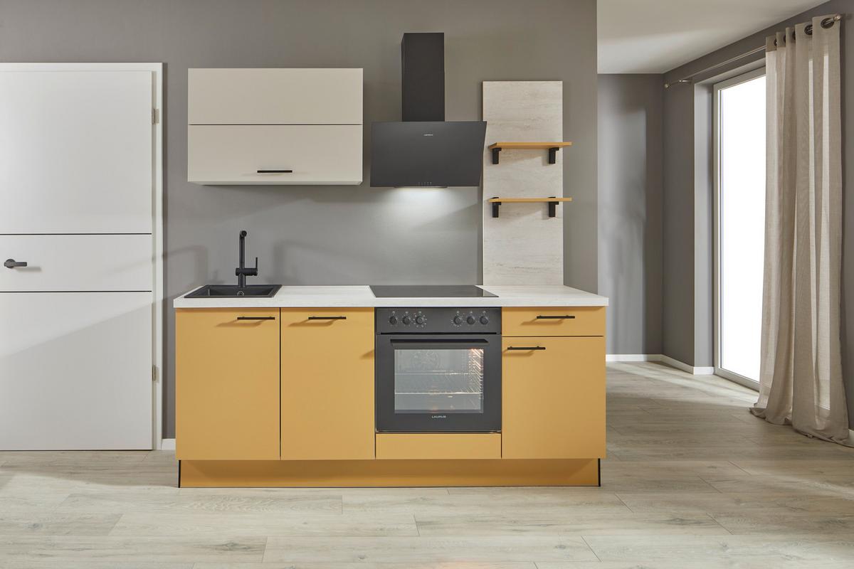 Küchenblock Pn105 / Pn80 - Currygelb/Kaschmir, Basics, Holzwerkstoff (205cm) - Pino