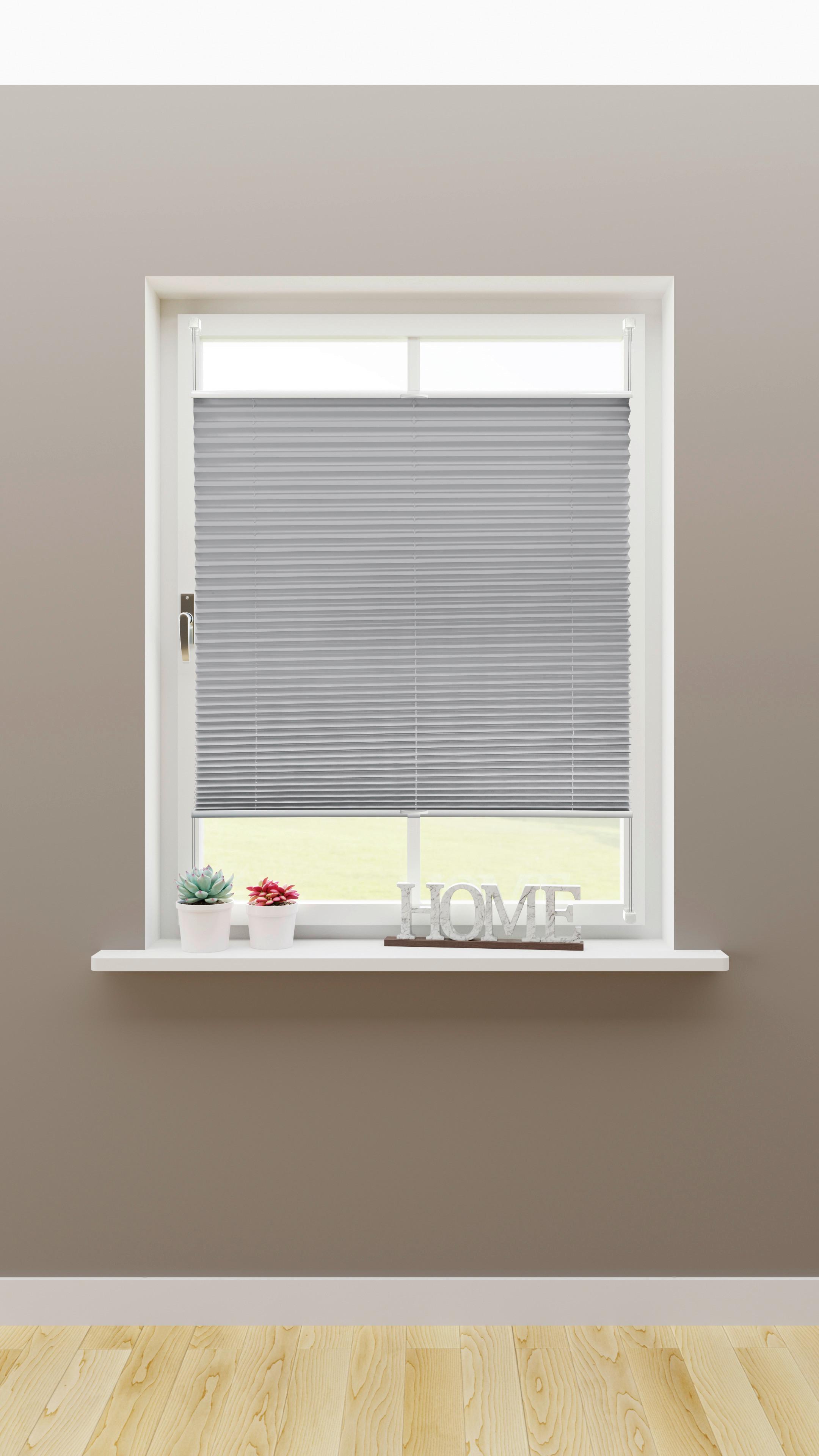 Plissee Solid Crash Silber B:80 cm, ohne Bohren/Verspannt - Silberfarben, Basics, Textil (80/220cm)