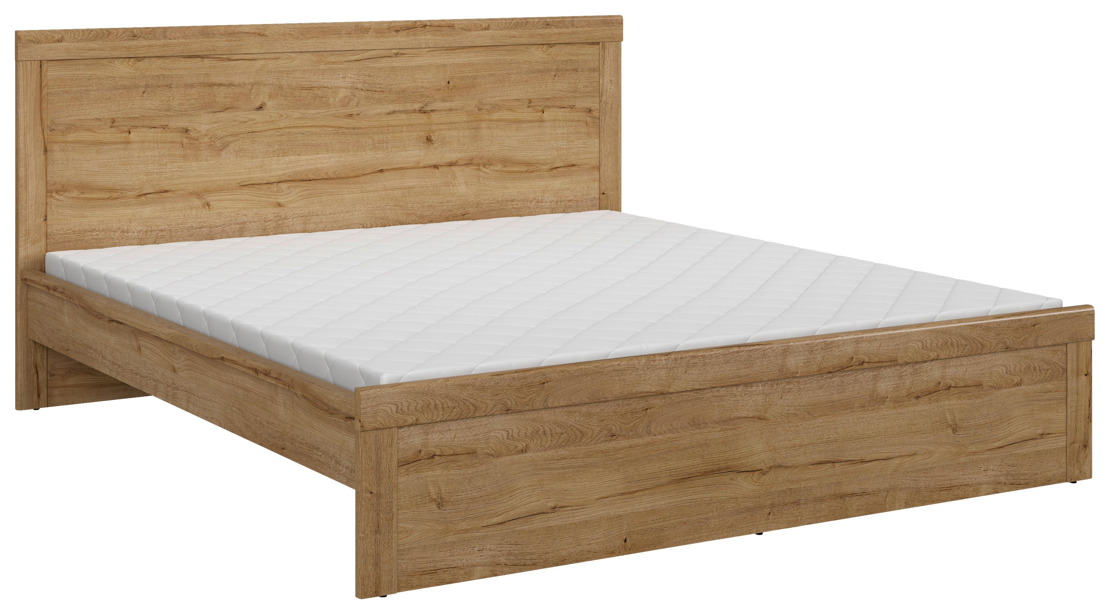 Holzbett 180x200 cm Holten Eiche Dekor - Eichefarben/Schwarz, MODERN, Holzwerkstoff (180/200cm) - MID.YOU