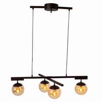 Deckenleuchte Labelle Hl Amber H:150 cm 4-Flammig - Bernsteinfarben/Schwarz, Design, Glas/Metall (90/59,5/150cm) - By Rydéns
