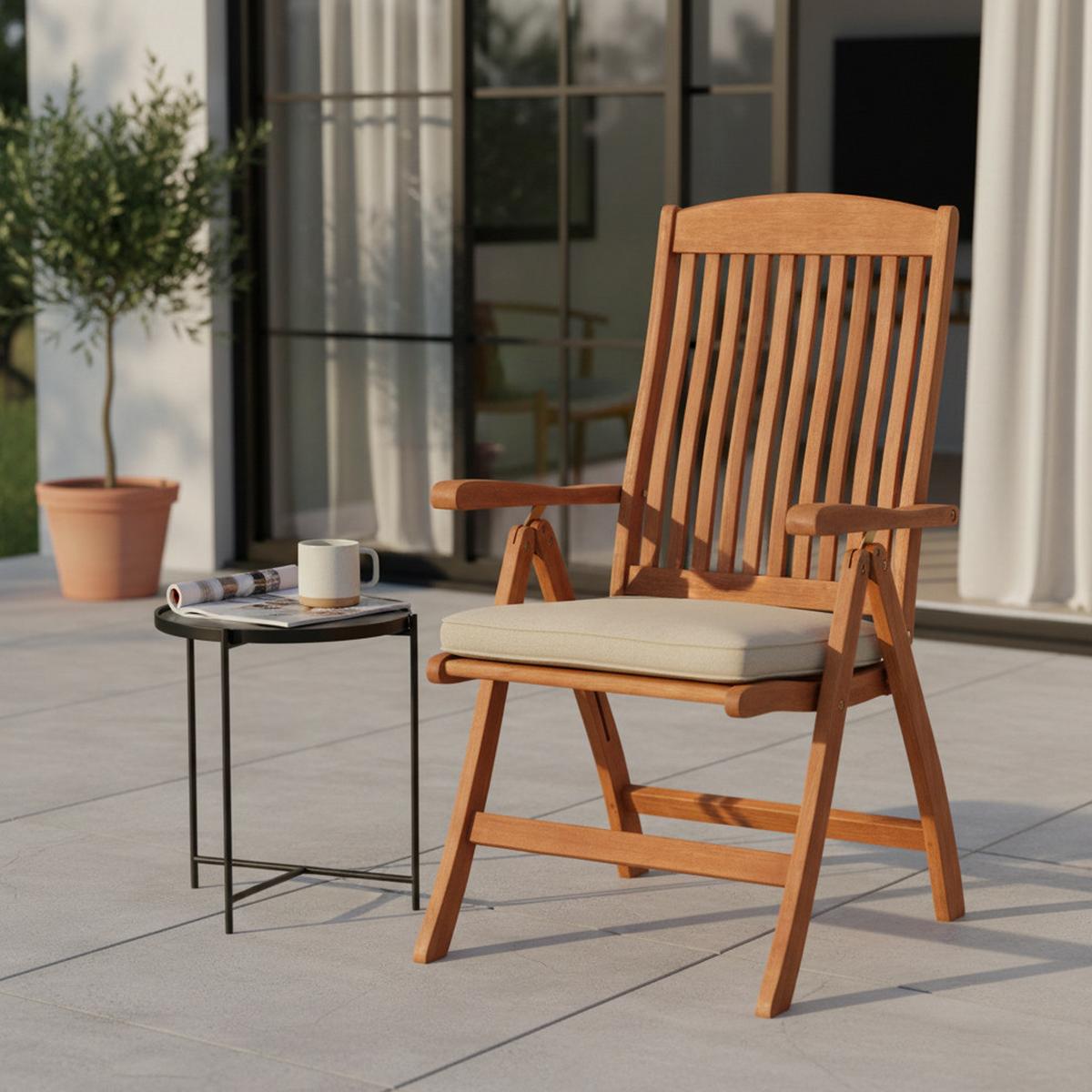 Gartensessel Klappbar Maracaibo Echtholz - Naturfarben, KONVENTIONELL, Holz (58/110/67cm) - Gardenson