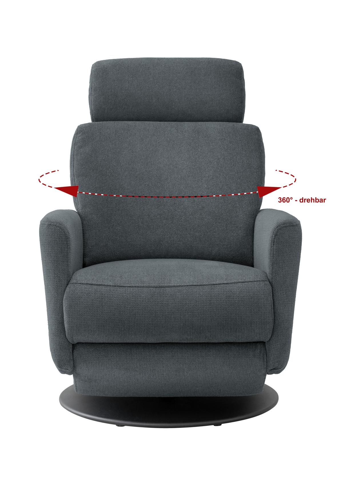 Relaxsessel Centrale T: 87 cm, Anthrazit - Anthrazit/Schwarz, MODERN, Textil (77/105/87cm) - Livetastic