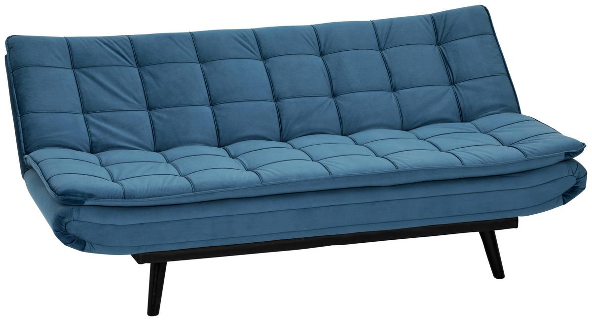 3-Sitzer-Sofa Mit Schlaffunktion Tuvalu B: 195cm - Blau/Schwarz, Design, Holz/Textil (195/96/96cm) - MID.YOU