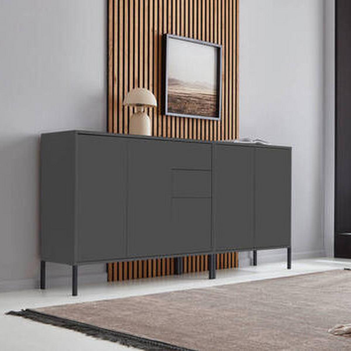 Sideboard Mailand Anthrazit B: 184,5 cm - Anthrazit, MODERN, Holzwerkstoff (184,5/86/33cm) - MID.YOU