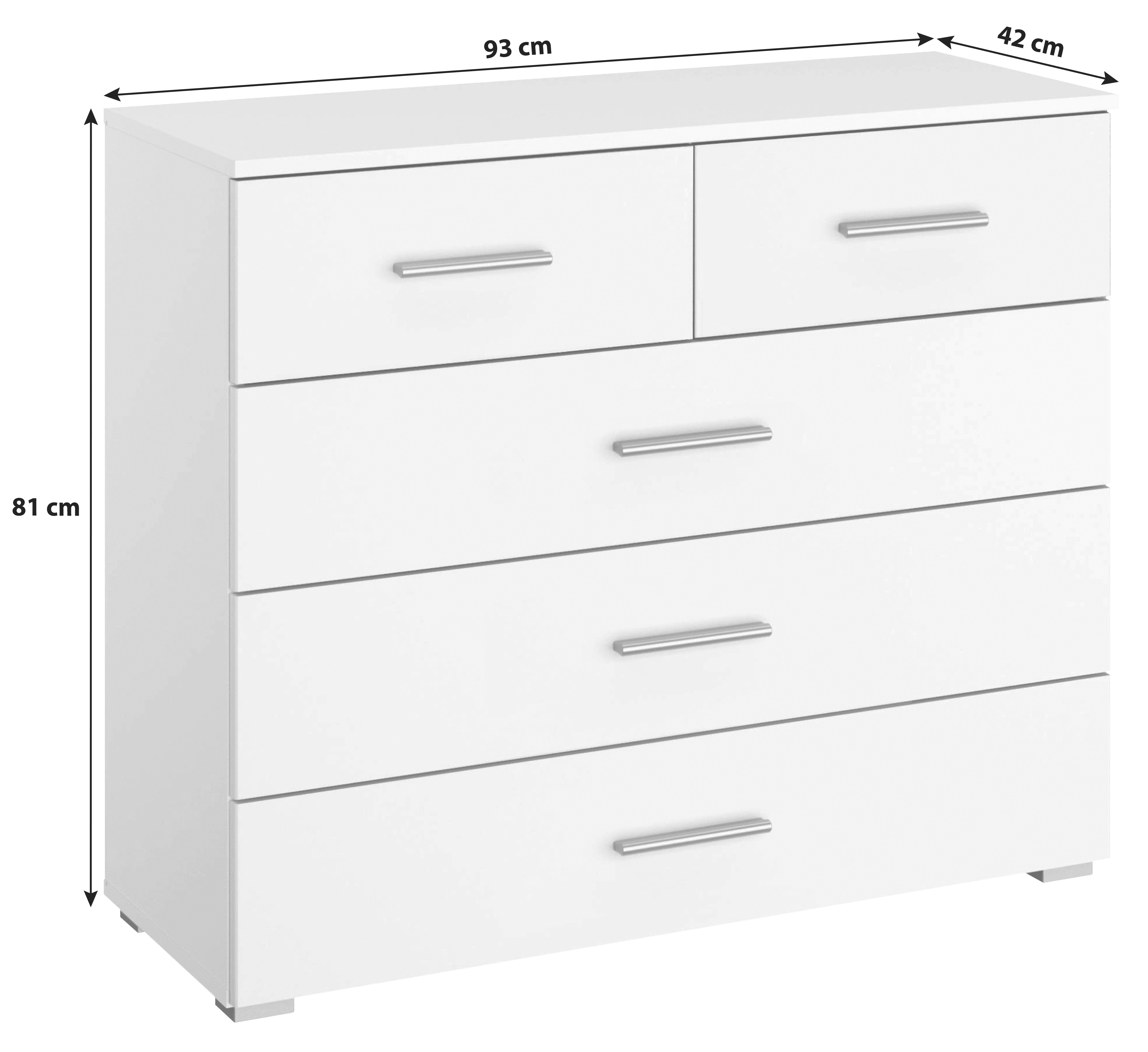 Kommode 93cm Scala, Weiß - Weiß, KONVENTIONELL, Holzwerkstoff (93/81/42cm) - Rauch Möbel