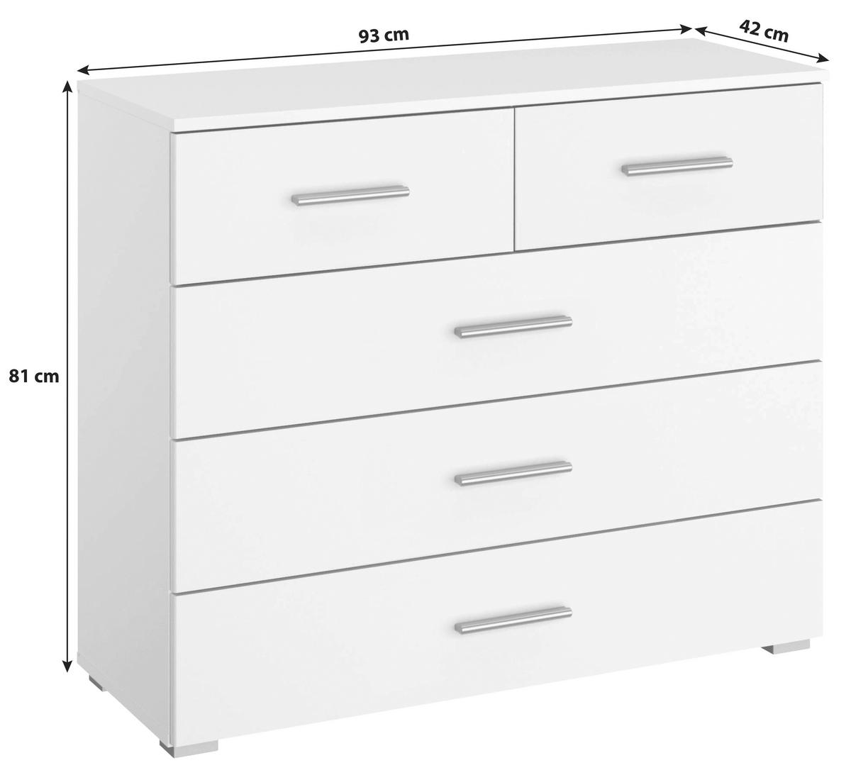 Kommode 93cm Scala, Weiß - Weiß, KONVENTIONELL, Holzwerkstoff (93/81/42cm) - Rauch Möbel