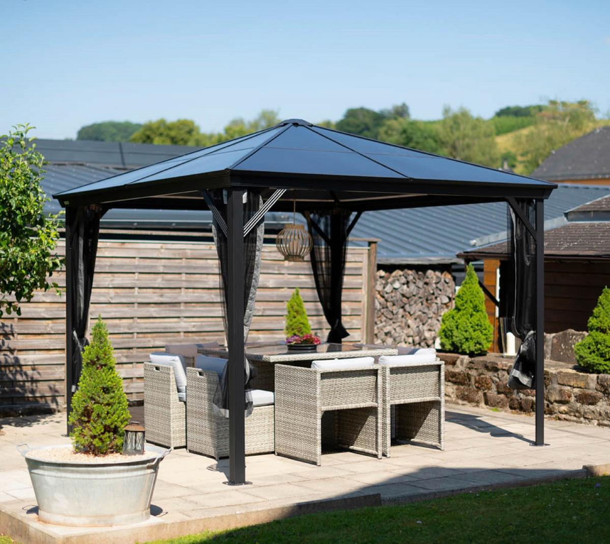 Pavillon Verona 298x298 cm wetterfest Gartenpavvilon - Anthrazit, Basics, Kunststoff/Metall (298/261/298cm)