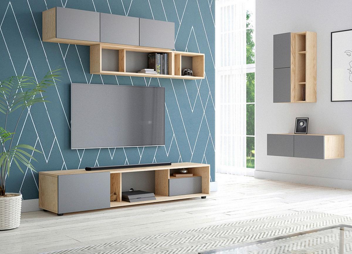 Hängeschrank Set Barcelona B: 40 cm Graphit-/Eichefarben - Eichefarben/Graphitfarben, Design, Holzwerkstoff/Kunststoff (80/25/18-26,8cm) - MID.YOU