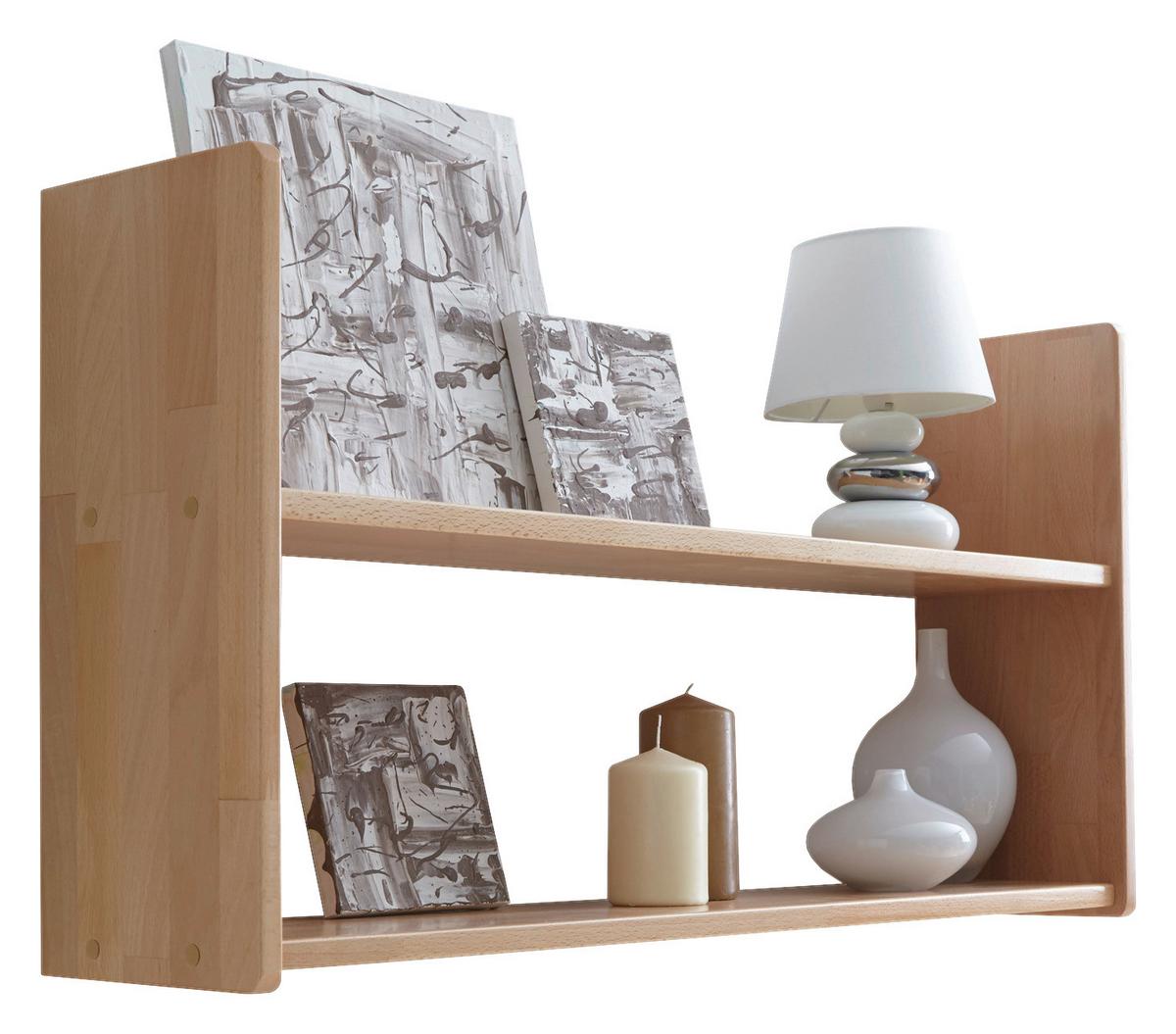 Nástěnný regál SIMONE přírodní - barvy buku, Basics, dřevo (90/45/20cm) - MID.YOU