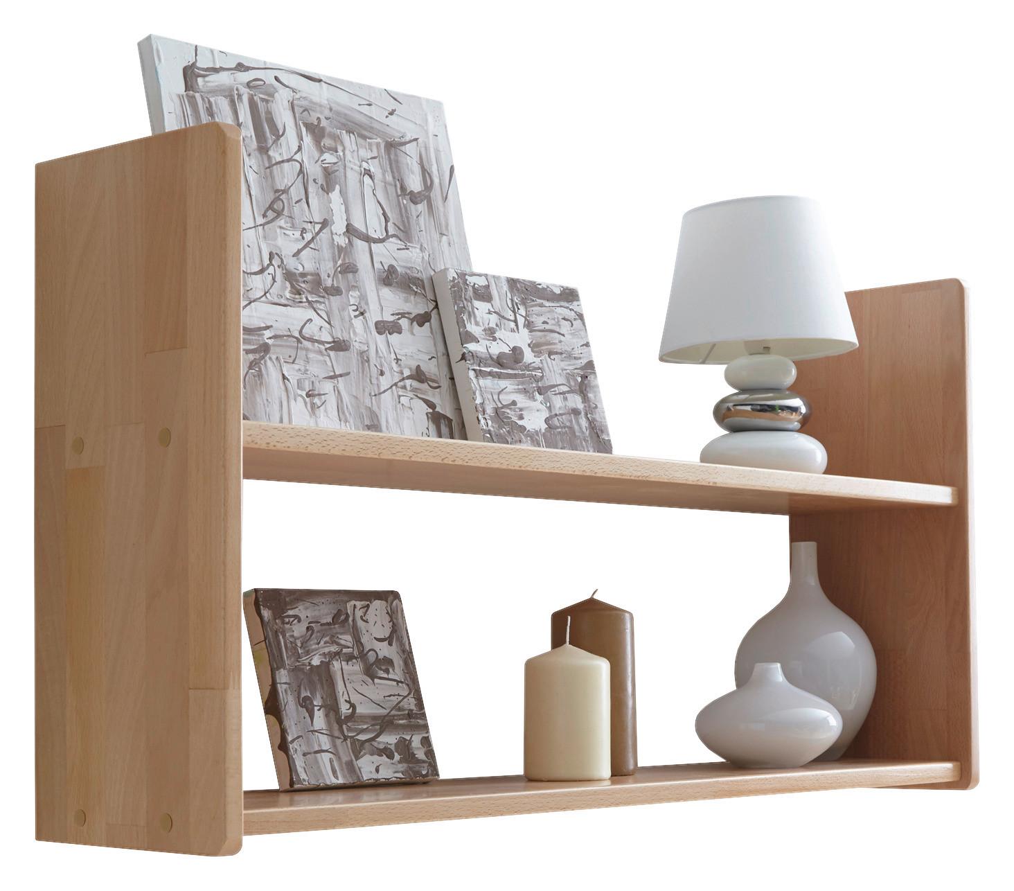 Wandregal Echtholz massiv Buche Simone 90 cm Natur