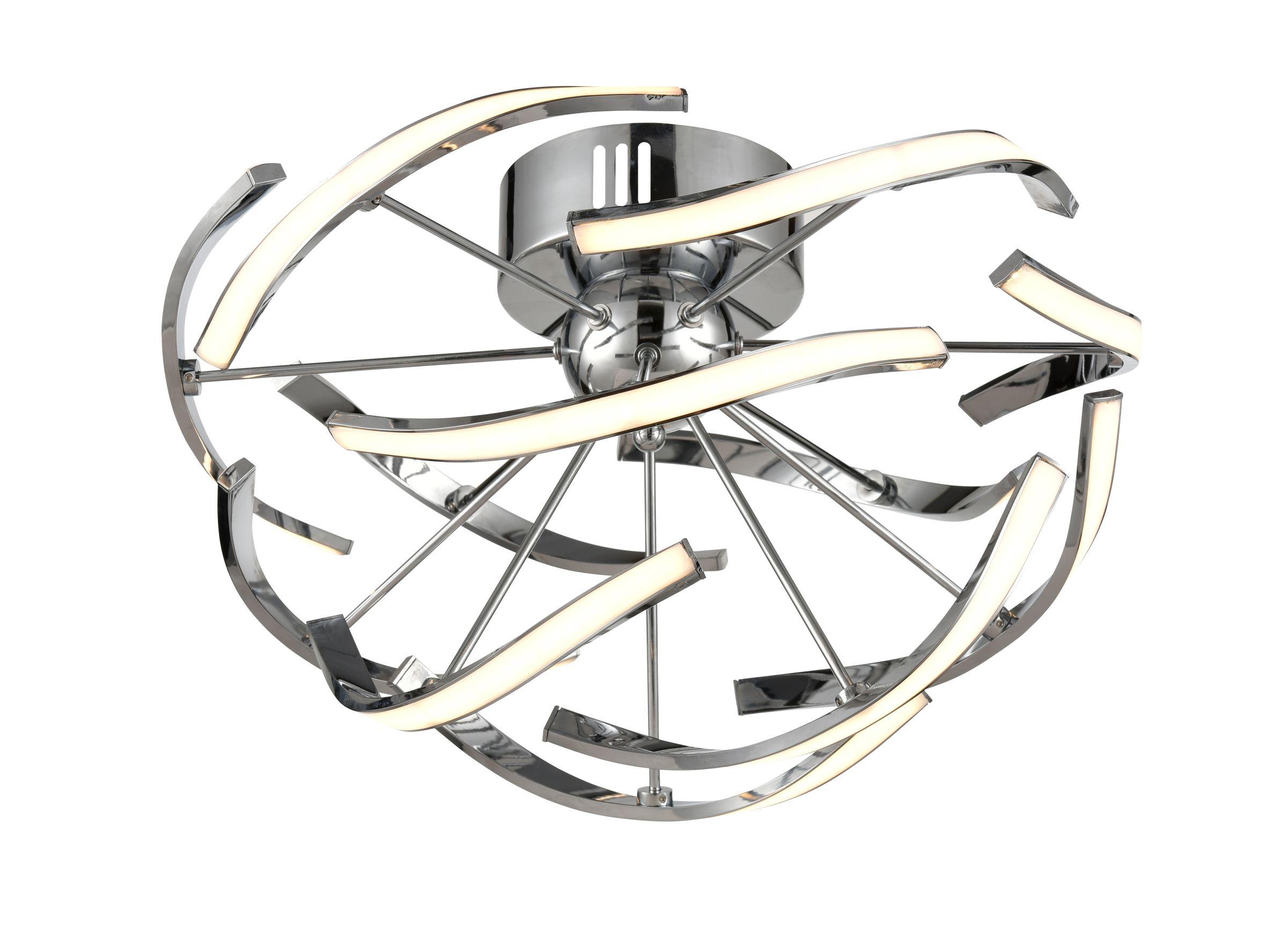 Stropní Led Svítidlo Achilles Ø 46cm, 21 Watt - barvy chromu, Moderní, kov/plast (46/30cm) - Premium Living