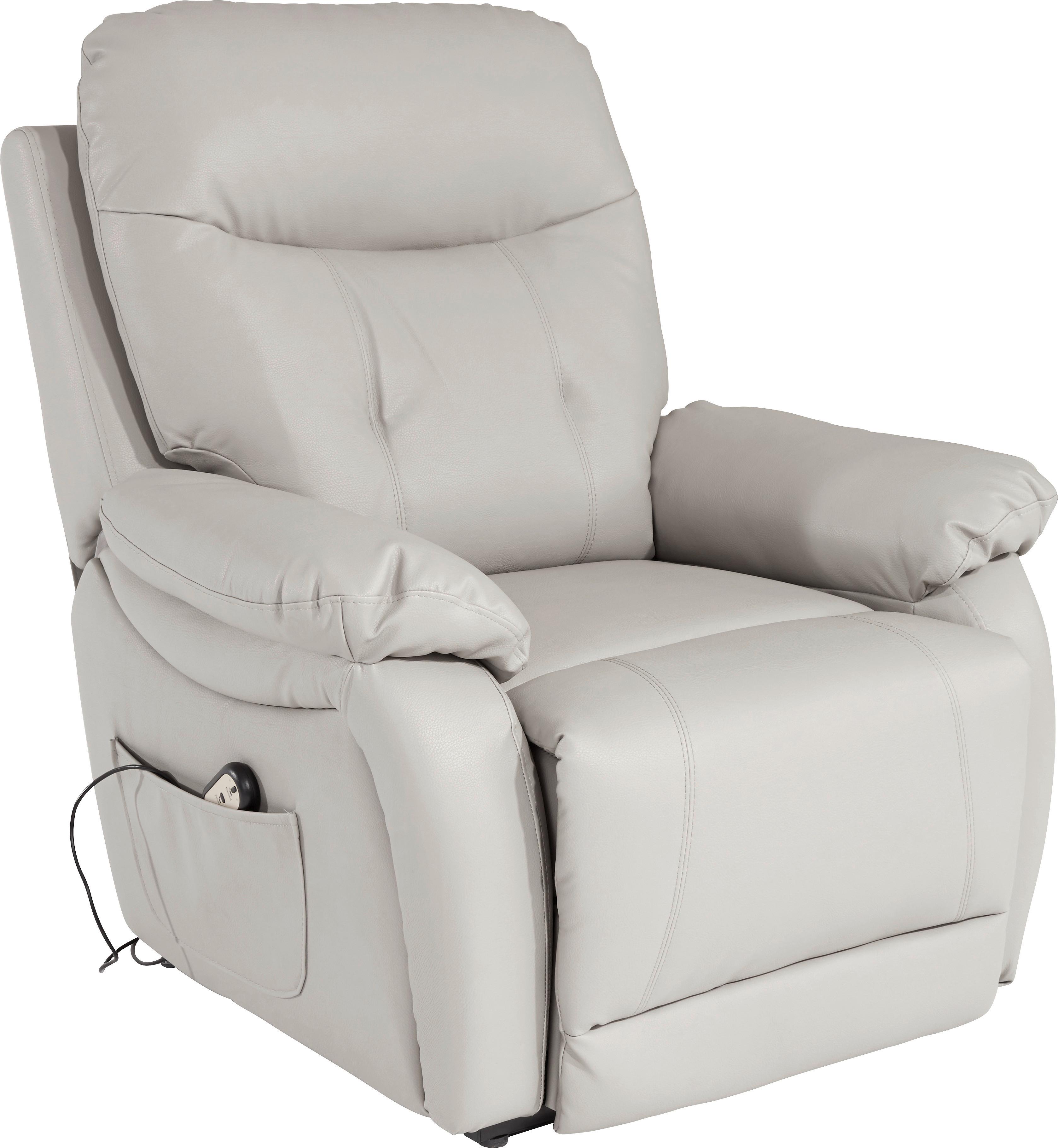 Relaxační křeslo MARIO, šedá, kožený vzhled - šedá/černá, Konvenční, kov/textil (89/107-79/94-165cm) - James Wood