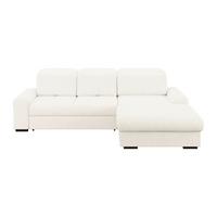 Ecksofa mit Bettfunktion Malaga new Chenille elfenbein - Elfenbein/Schwarz, KONVENTIONELL, Textil (286/203cm) - Ondega