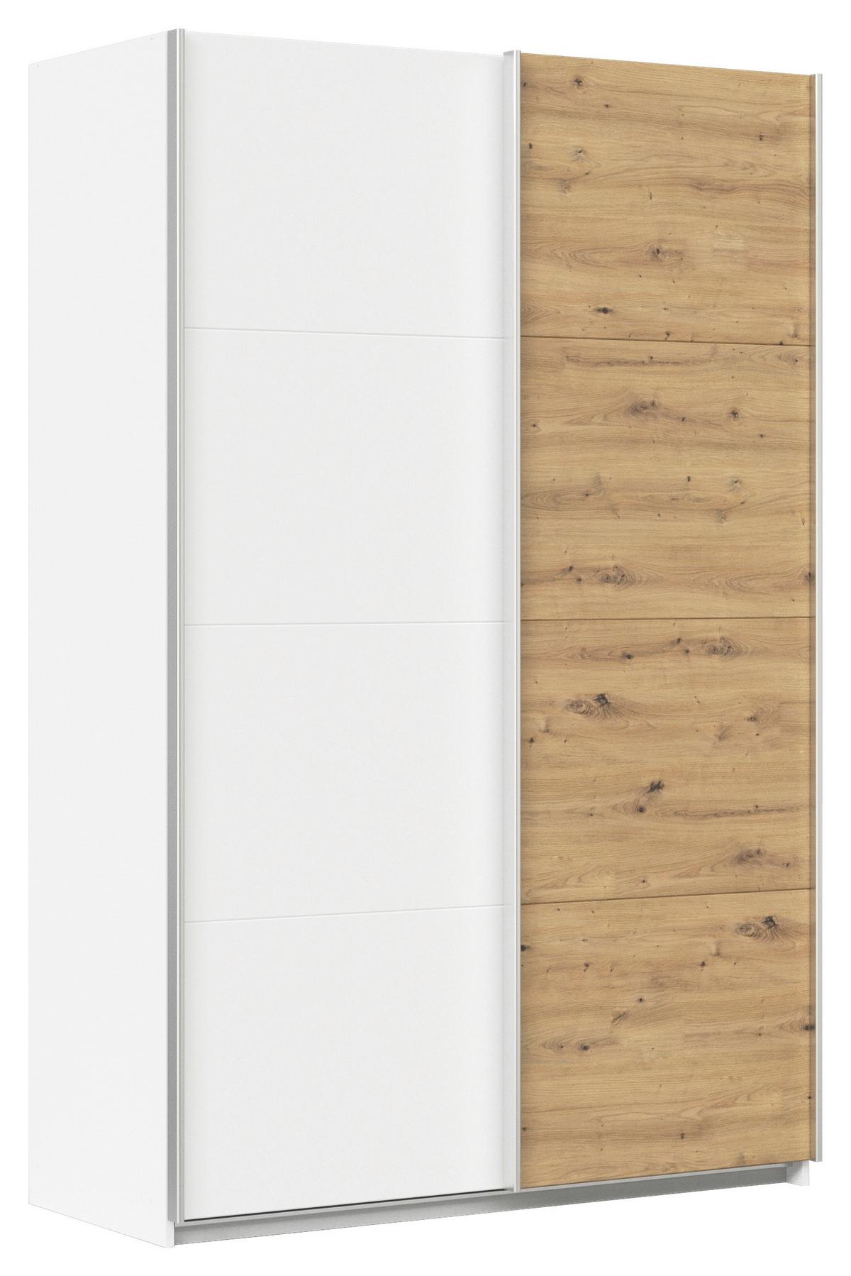 Schwebetürenschrank 136cm Feldkirch, Weiß/eiche - Weiß/Eiche Artisan, MODERN, Holzwerkstoff (136/210/62cm)