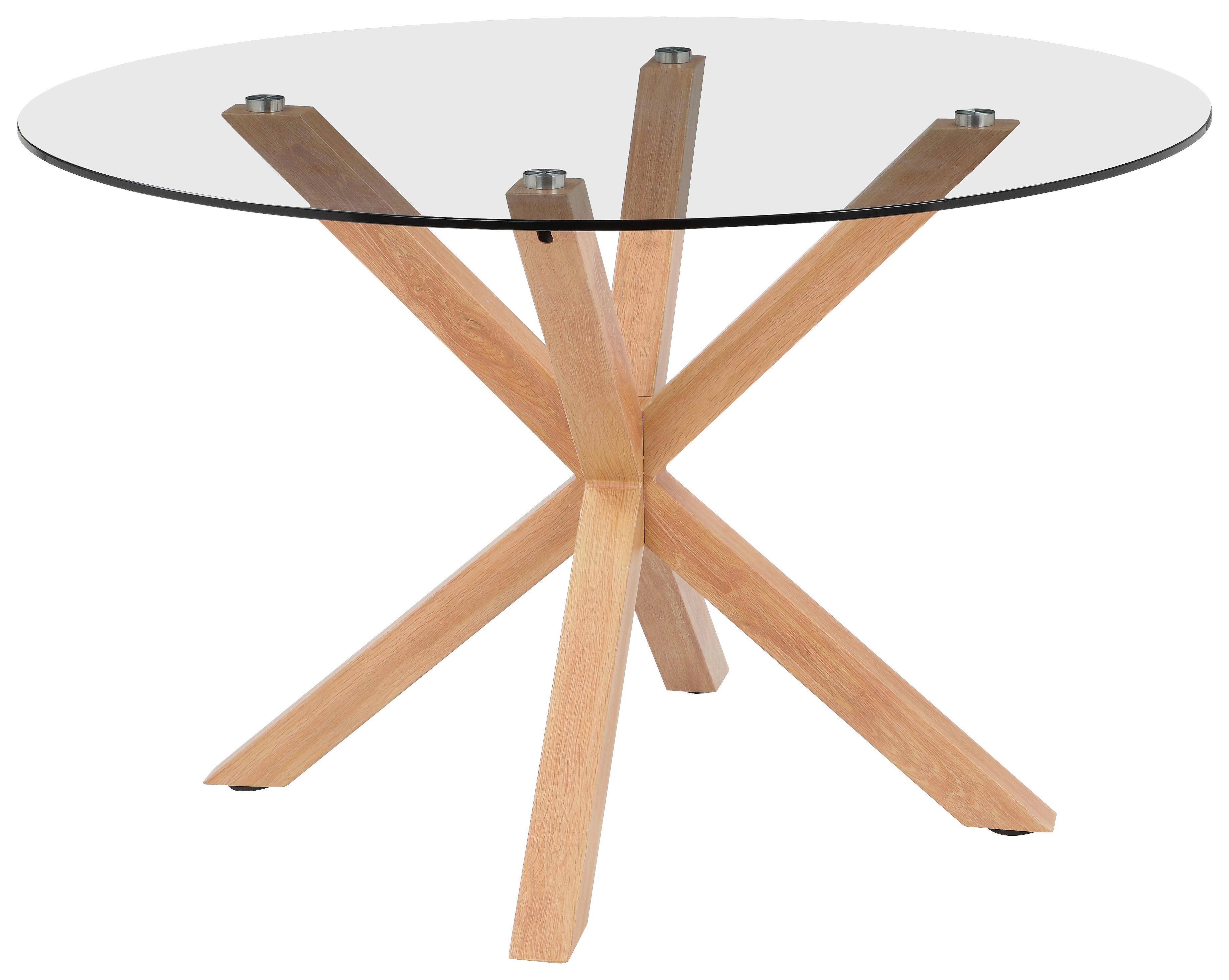 Esstisch Nara Eichefarben D: 119 cm - Klar/Eichefarben, MODERN, Glas/Metall (119/119/75,5cm) - P & B