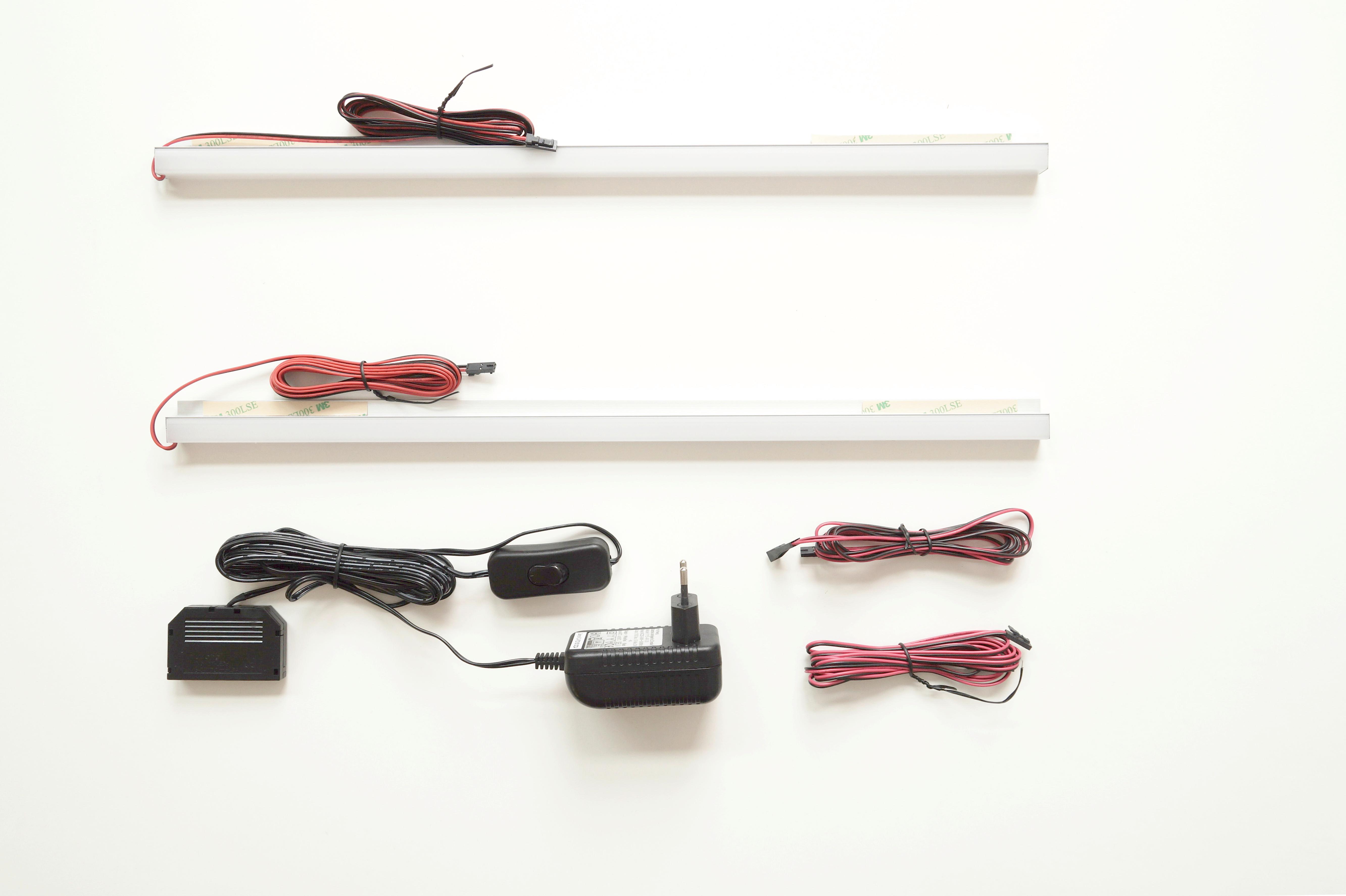 Regalbodenbeleuchtung 2er-Set 6 W Led dimmbar - Schwarz/Weiß, Design, Kunststoff/Metall (30/2/2cm) - Livetastic