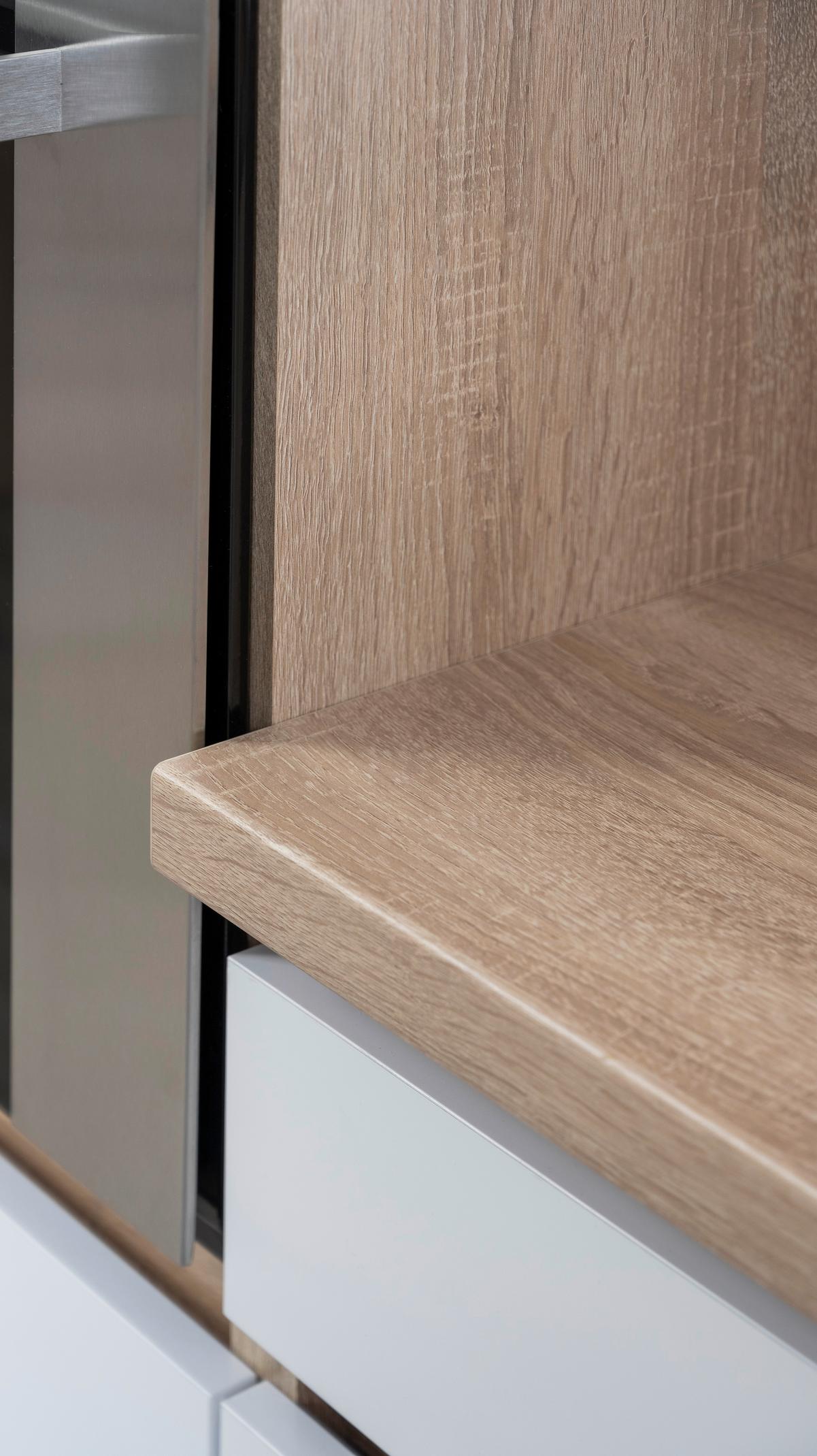 Küchenblock Lorena Küchenblock 335 cm - Weiß Hochglanz/Eichefarben, Basics, Holzwerkstoff (335cm) - Respekta