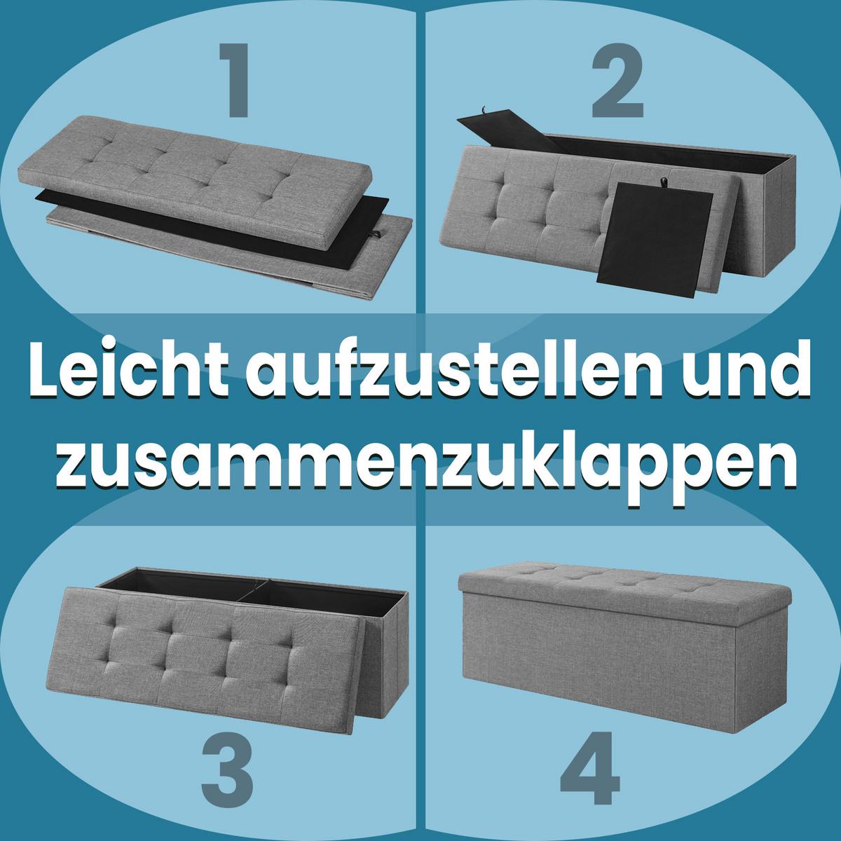 Sitzbox Hellgrau B: 110 cm - Hellgrau, Basics, Holzwerkstoff/Textil (110/38/38cm)