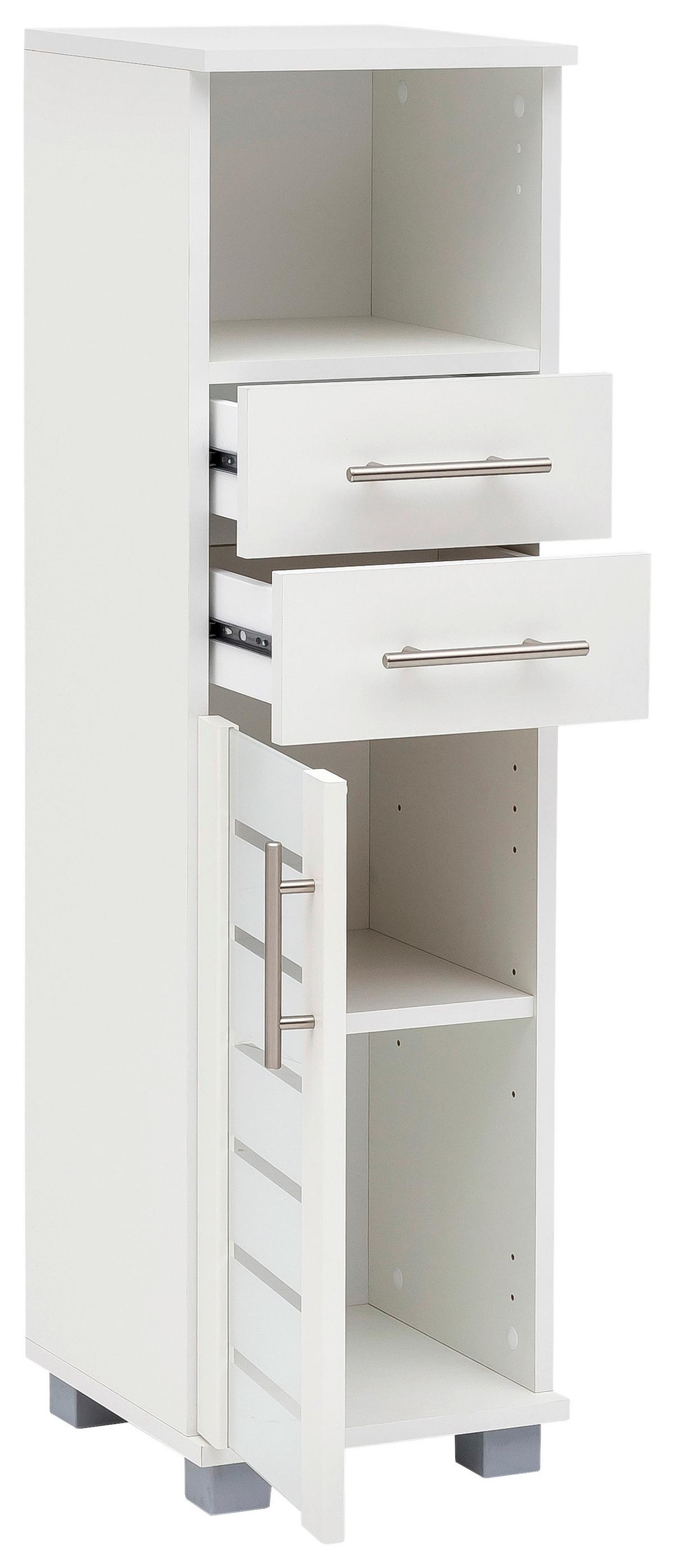 Midischrank Niko Weiß B: 30,3cm - Silberfarben/Weiß, MODERN, Glas/Holzwerkstoff (30,3/110,5/32,6cm) - MID.YOU