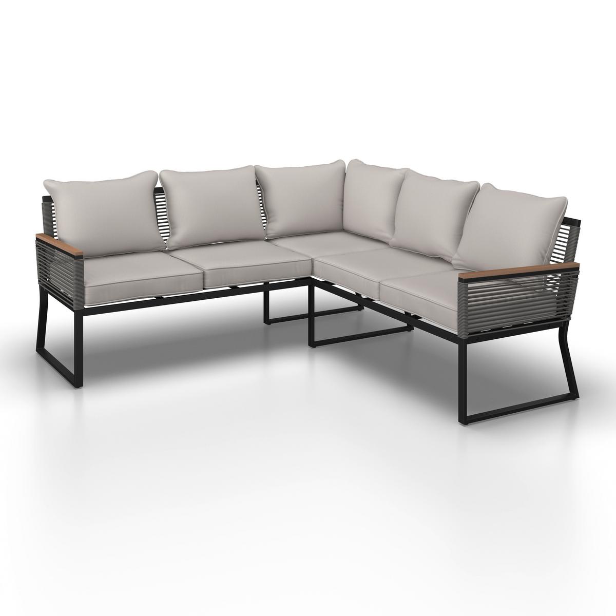 JEDÁLENSKÁ TERASOVÁ SÚPRAVA SONORA - čierna/prírodná farba, Modern, kov/textil (181/73/65cm) - Bessagi Garden