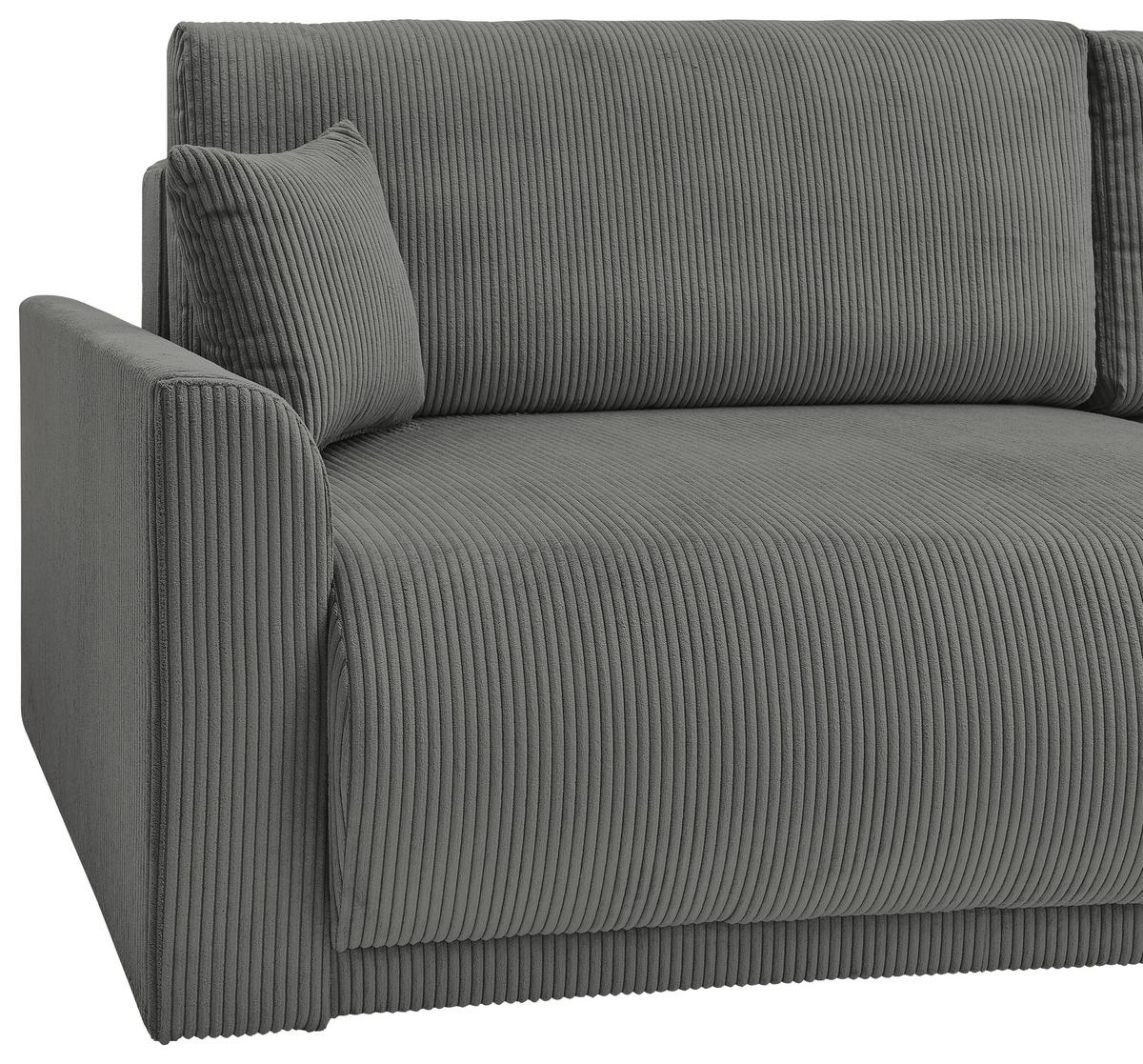 Rozkládací pohovka KIM, tmavě šedý manšestr - tmavě šedá, Moderní, dřevo (234/90/103cm)