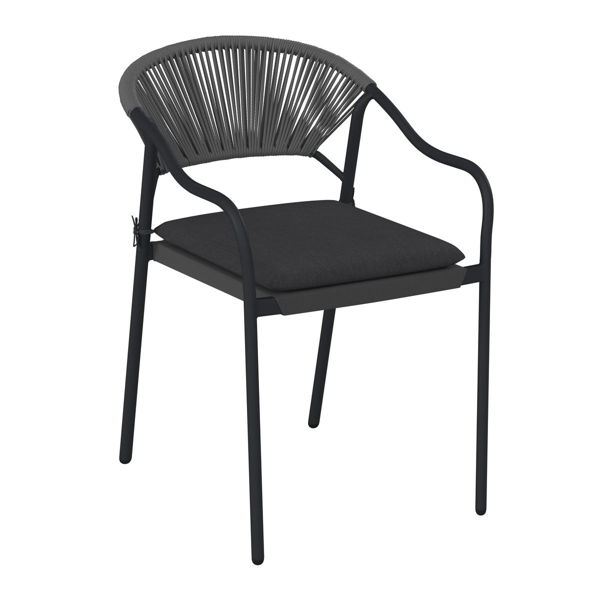 Gartensessel Lily Metall/Kunststoff/Textil - Dunkelgrau/Hellgrau, MODERN, Kunststoff/Textil (55/61/85cm) - Luca Bessoni