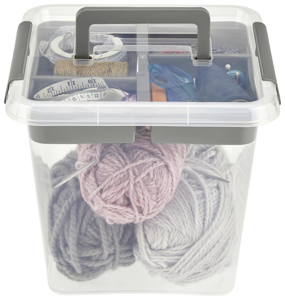 Tárolódoboz Larissa - áttetsző, Basics, műanyag (29/29/26cm)