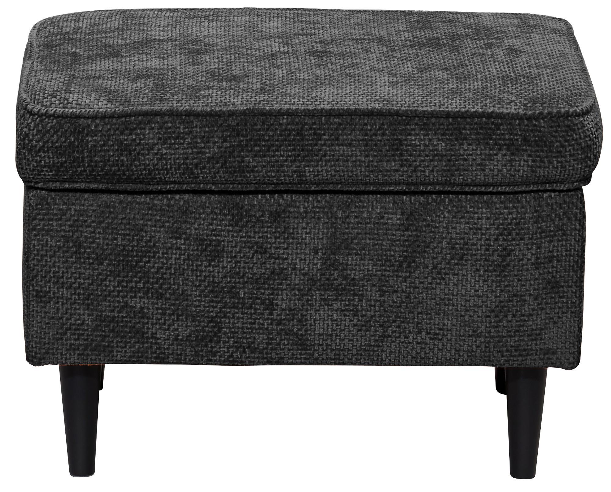 Hocker Oskar Schwarz B: 63 cm - Schwarz, KONVENTIONELL, Textil (63/43/42cm) - MID.YOU