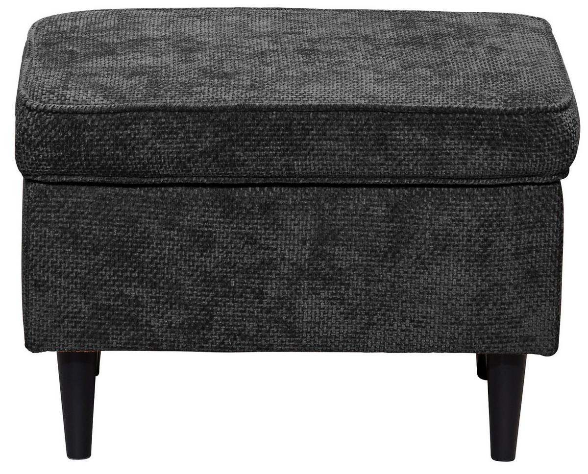 Hocker Oskar Schwarz B: 63 cm - Schwarz, KONVENTIONELL, Textil (63/43/42cm) - MID.YOU
