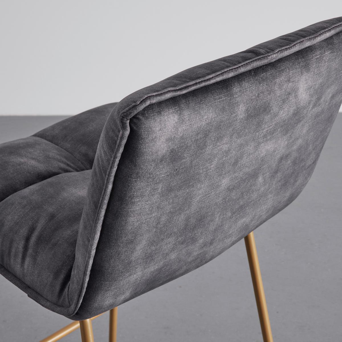 Barová židle Fonia ze sametu - tmavěšedá - tmavě šedá/barvy zlata, Moderní, kov/dřevo (46/103,5/57cm) - P & B