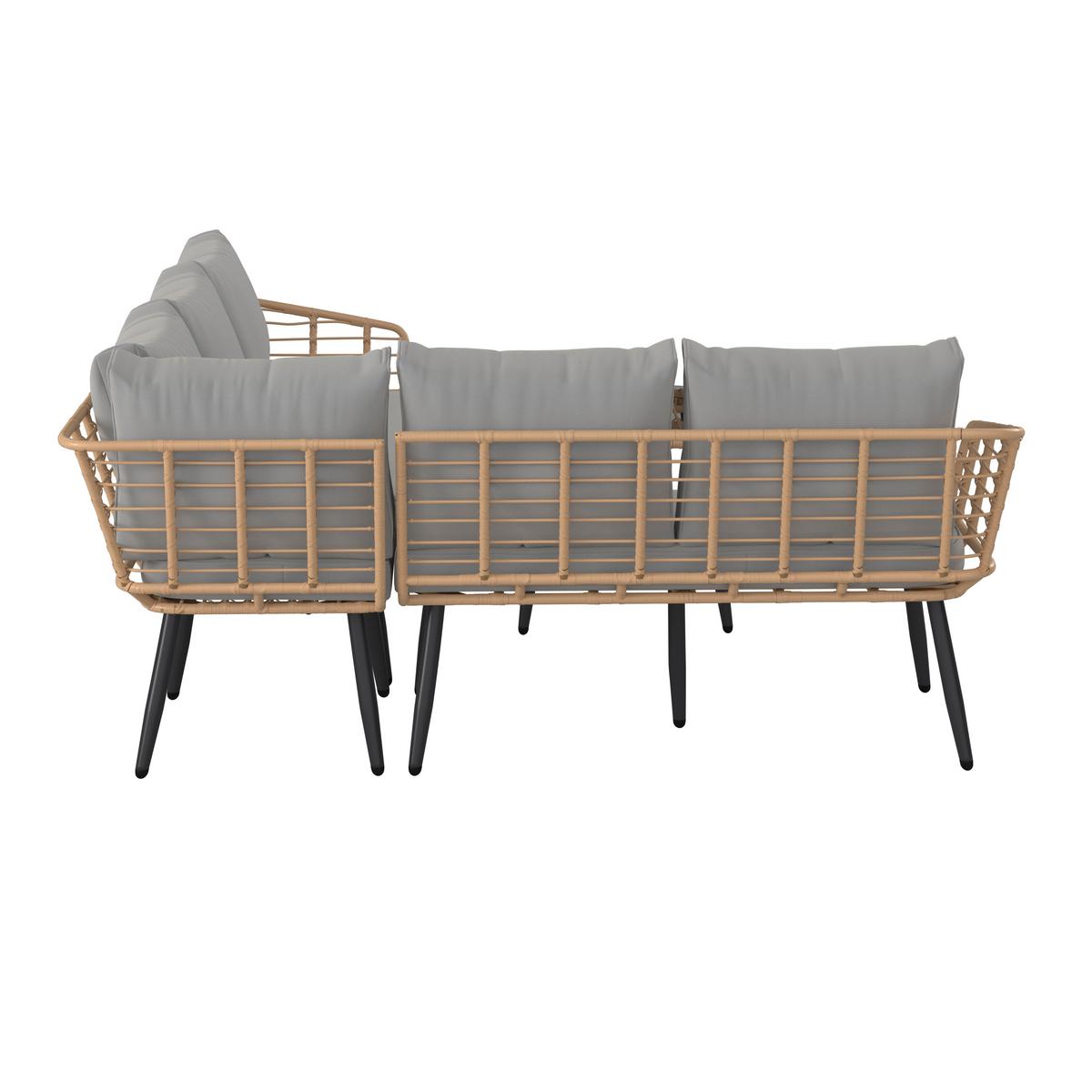Lounge Garnitúra Poros - natúr/szürke, Modern, műanyag/Üveg (122/65cm) - Beldano