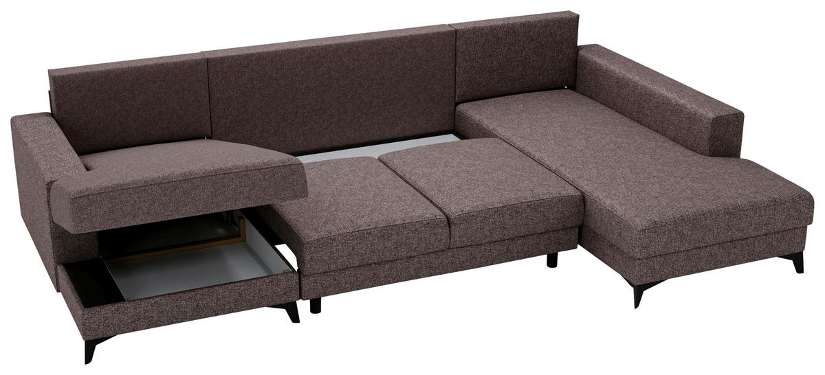 Harvey Braun U: 156x339x190 cm - Schwarz/Braun, Design, Textil (156/339/190cm) - Livetastic