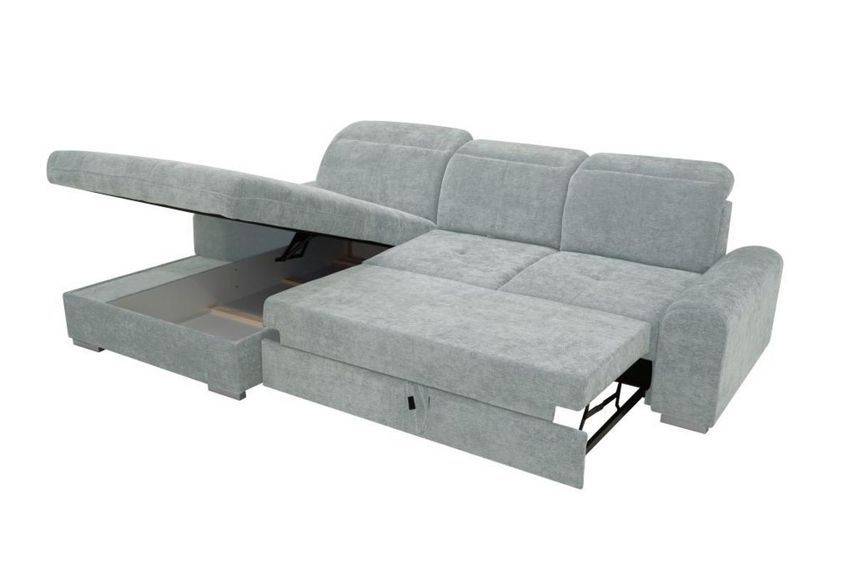 Rohová sedačka MALAGA, ľavá, strieborná ženilka - chrómová/strieborná, Konventionell, kov/drevo (203/286cm) - Ondega