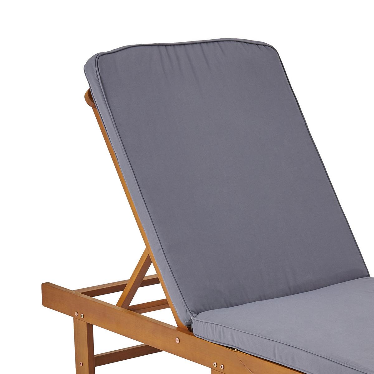 Sonnenliege Borkum Aus Akazienholz mit Auflage - MODERN, Holz/Textil (63/91-30/198cm) - Beldano