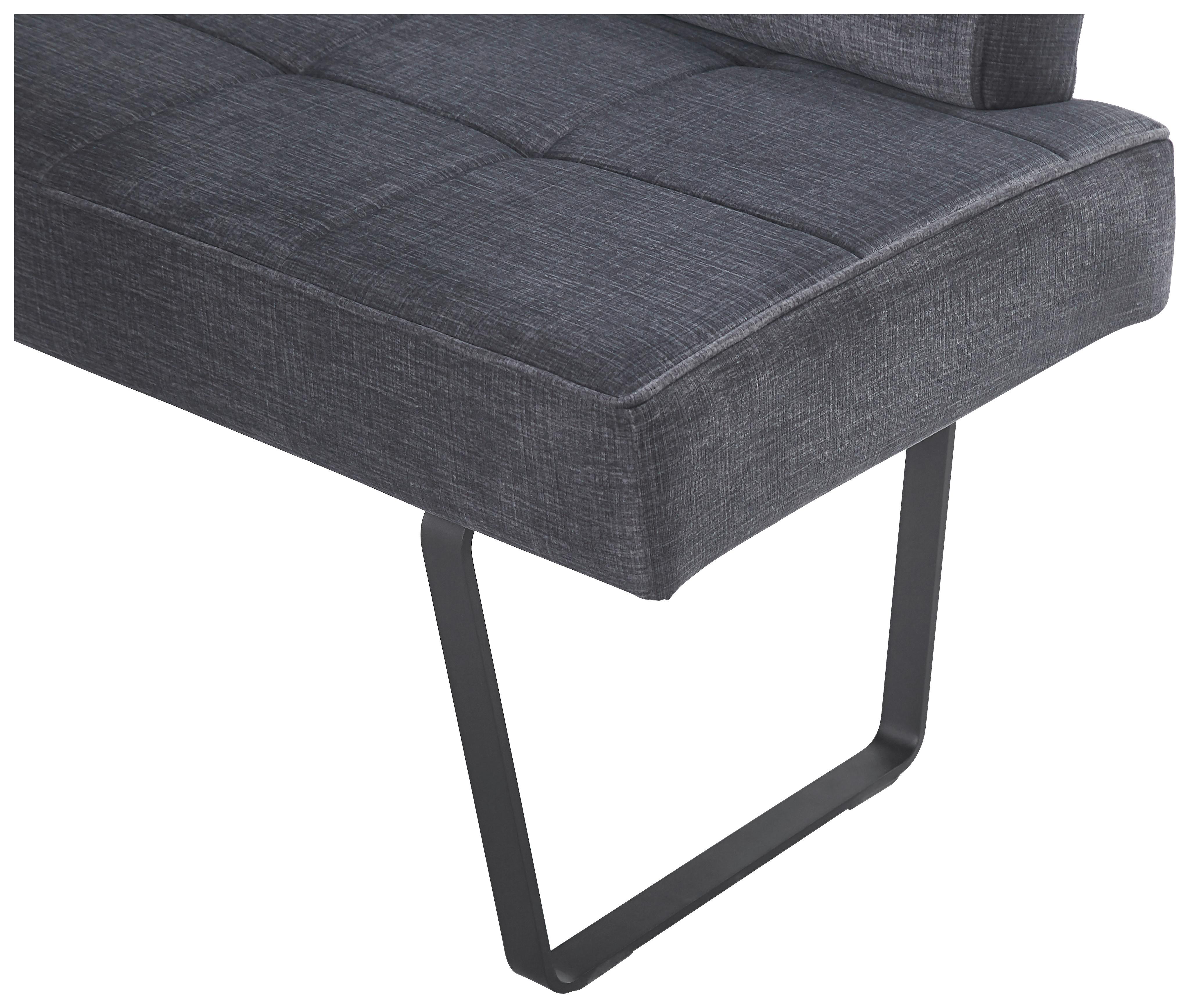 Eckbank Tilos Samt Dunkelgrau, S: 190x150 cm - Dunkelgrau/Schwarz, KONVENTIONELL, Textil/Metall (190/150cm) - MID.YOU