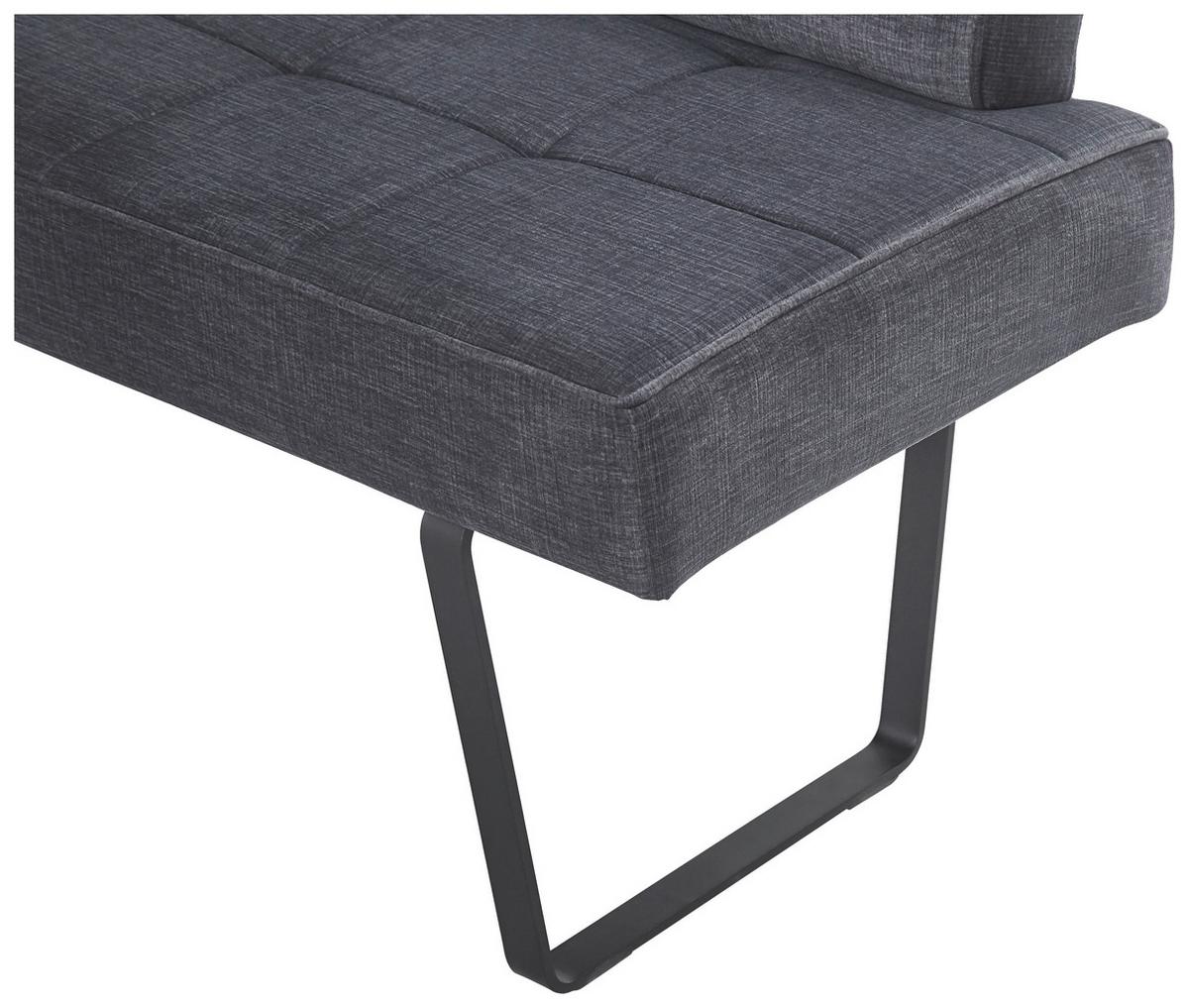 Eckbank Tilos Samt Dunkelgrau, S: 190x150 Cm - Dunkelgrau/Schwarz, KONVENTIONELL, Textil/Metall (190/150cm) - MID.YOU