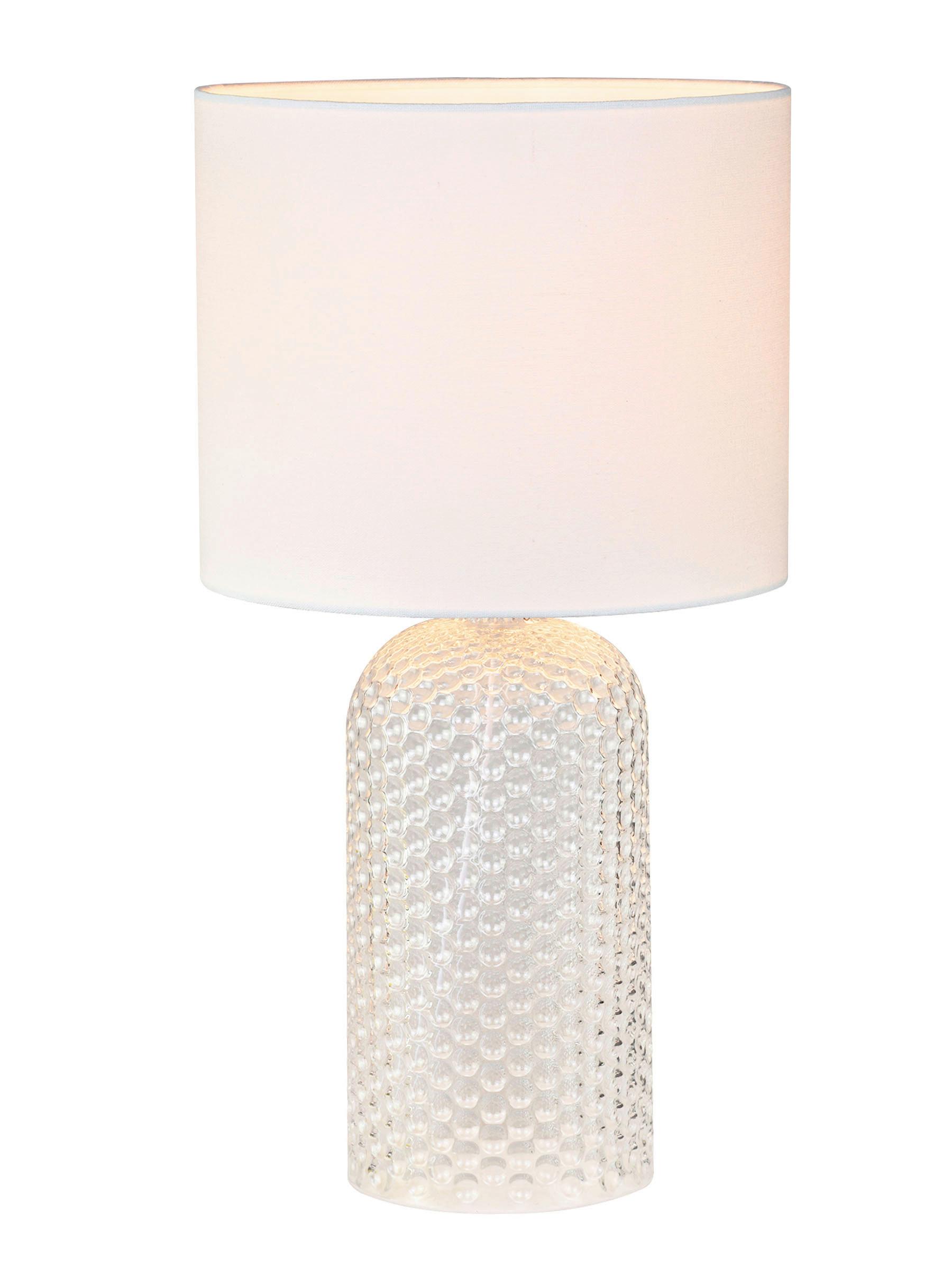 Tischleuchte Kristalya - Weiß, Basics, Glas/Textil (26,5/50cm)