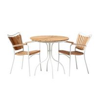 Balkonmöbel Set Ellen Teakholz - Weiß, Natur, Holz - Gardenson