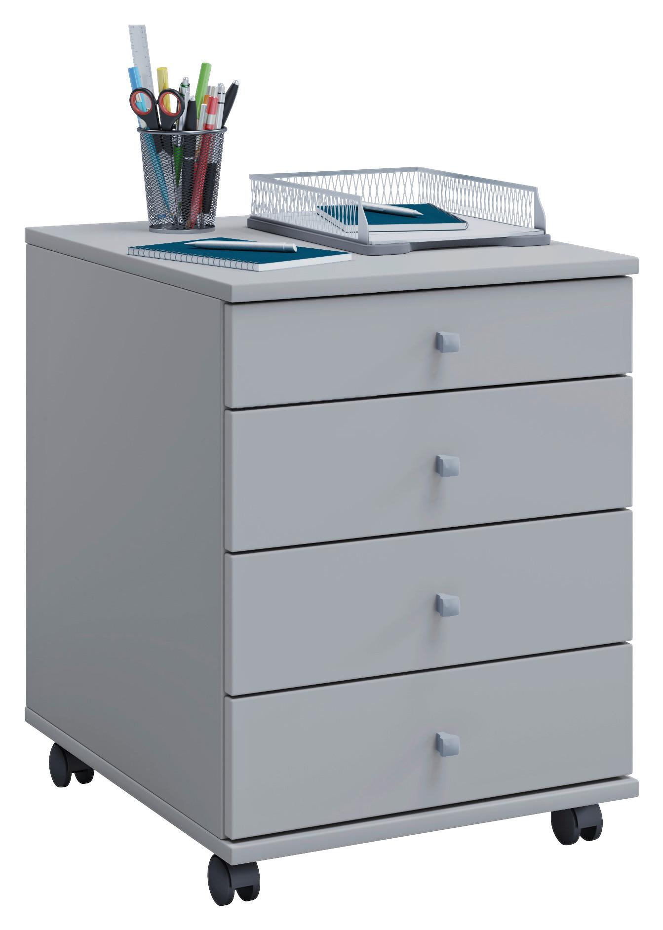 Rollcontainer Grau Lona Mini 42x57x50 cm - Grau, Basics, Holzwerkstoff/Kunststoff (42/57/50cm) - MID.YOU