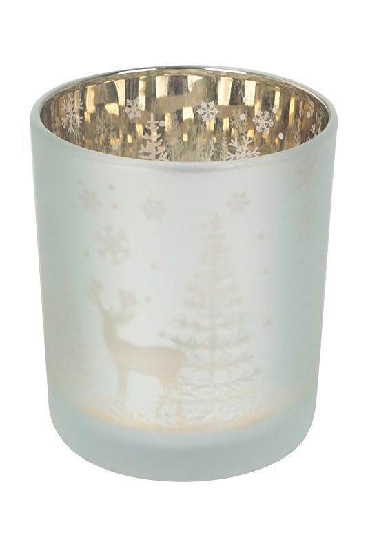 Windlicht Amalie - Silberfarben/Goldfarben, KONVENTIONELL, Glas (8,8/10cm) - Luca Bessoni