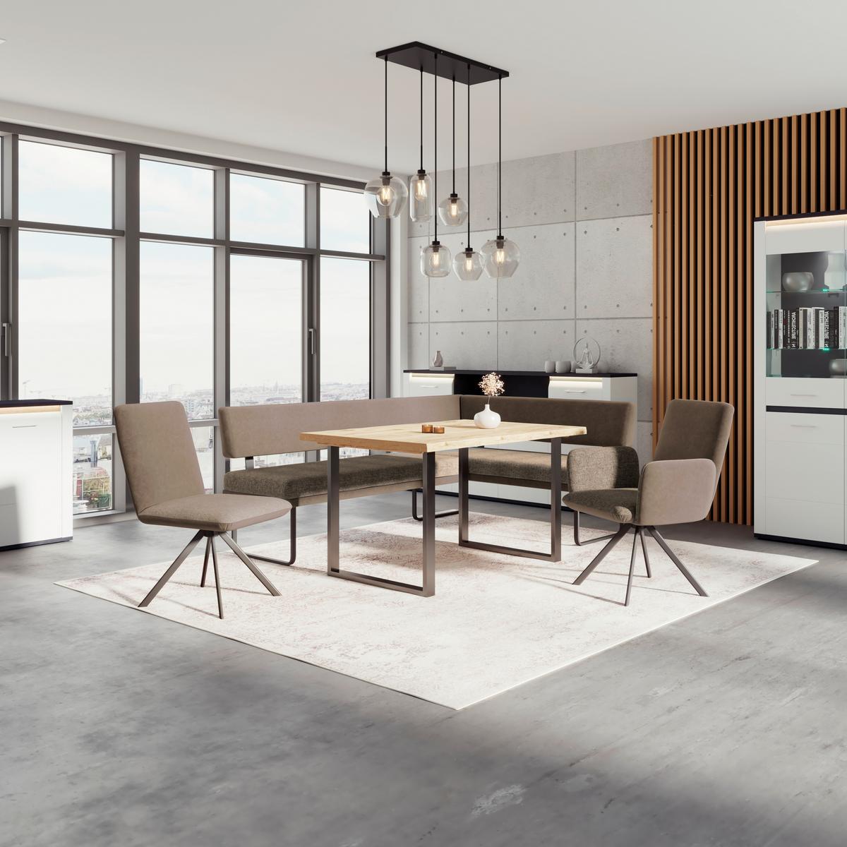 Eckbank Kian Webstoff Braun,  S:164x233 cm - Schwarz/Braun, Trend, Textil/Metall (164/233cm)