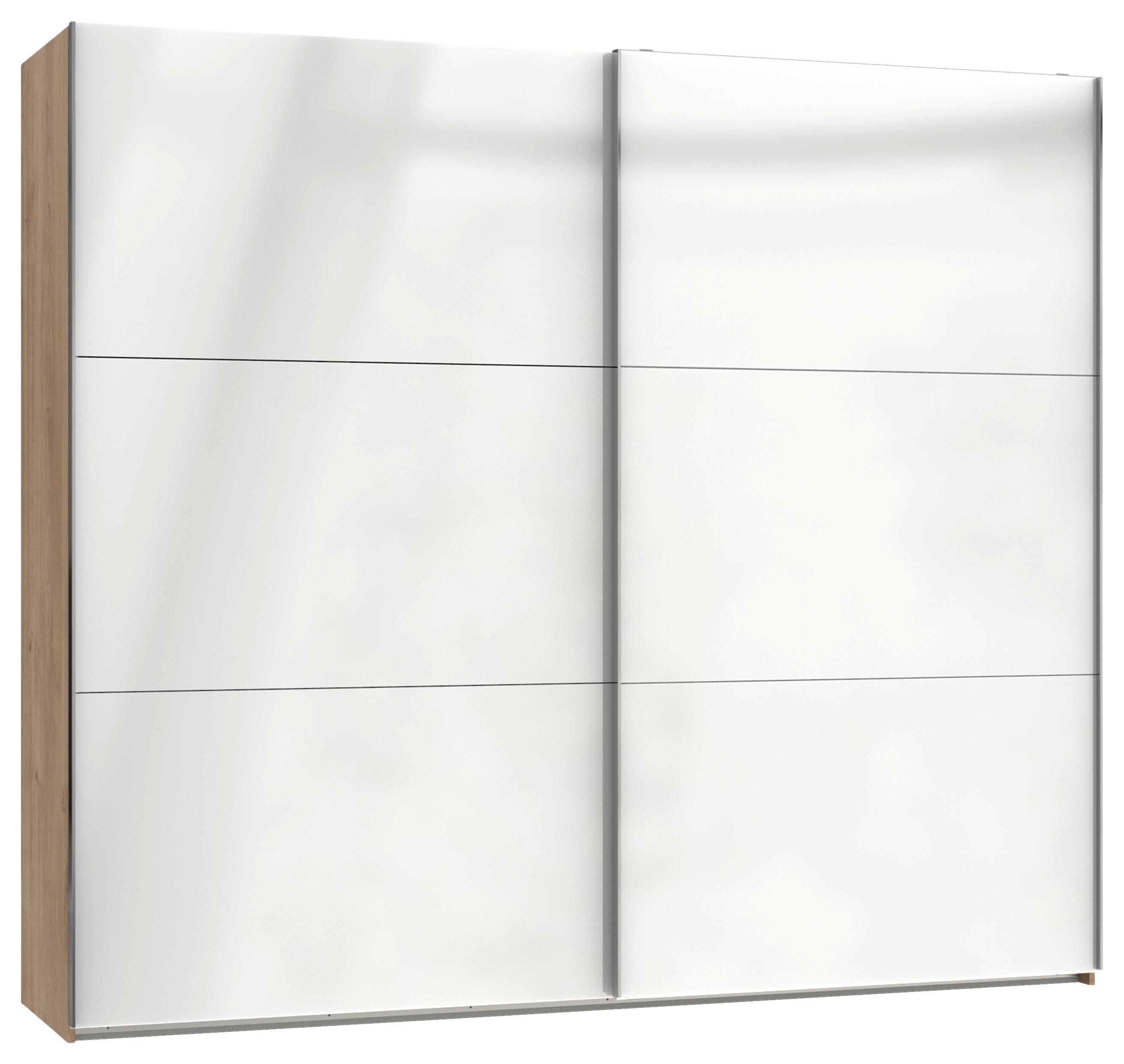 Schwebetürenschrank B: 200 Cm Level Weiß/eichefarben Dekor - Eichefarben/Weiß, MODERN, Holzwerkstoff (200/216/65cm) - MID.YOU