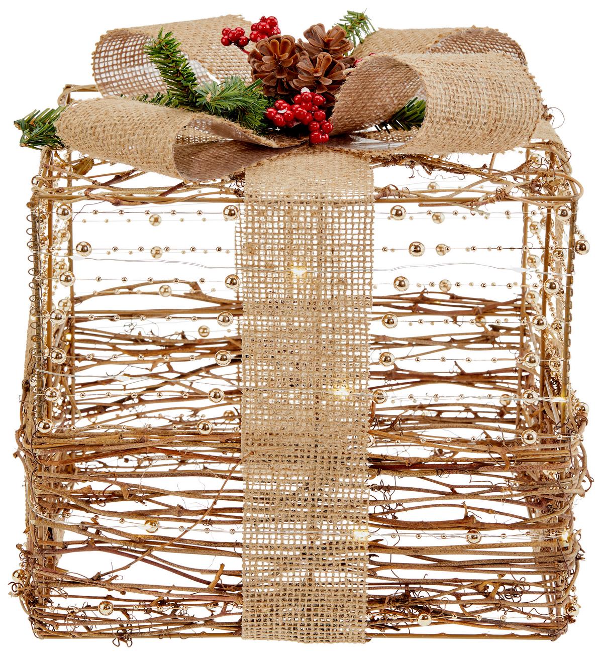 Dekor Ajándékdoboz Rani - natúr színű/aranyszínű, Konventionell, fa/fém (25/25/28cm) - Ondega